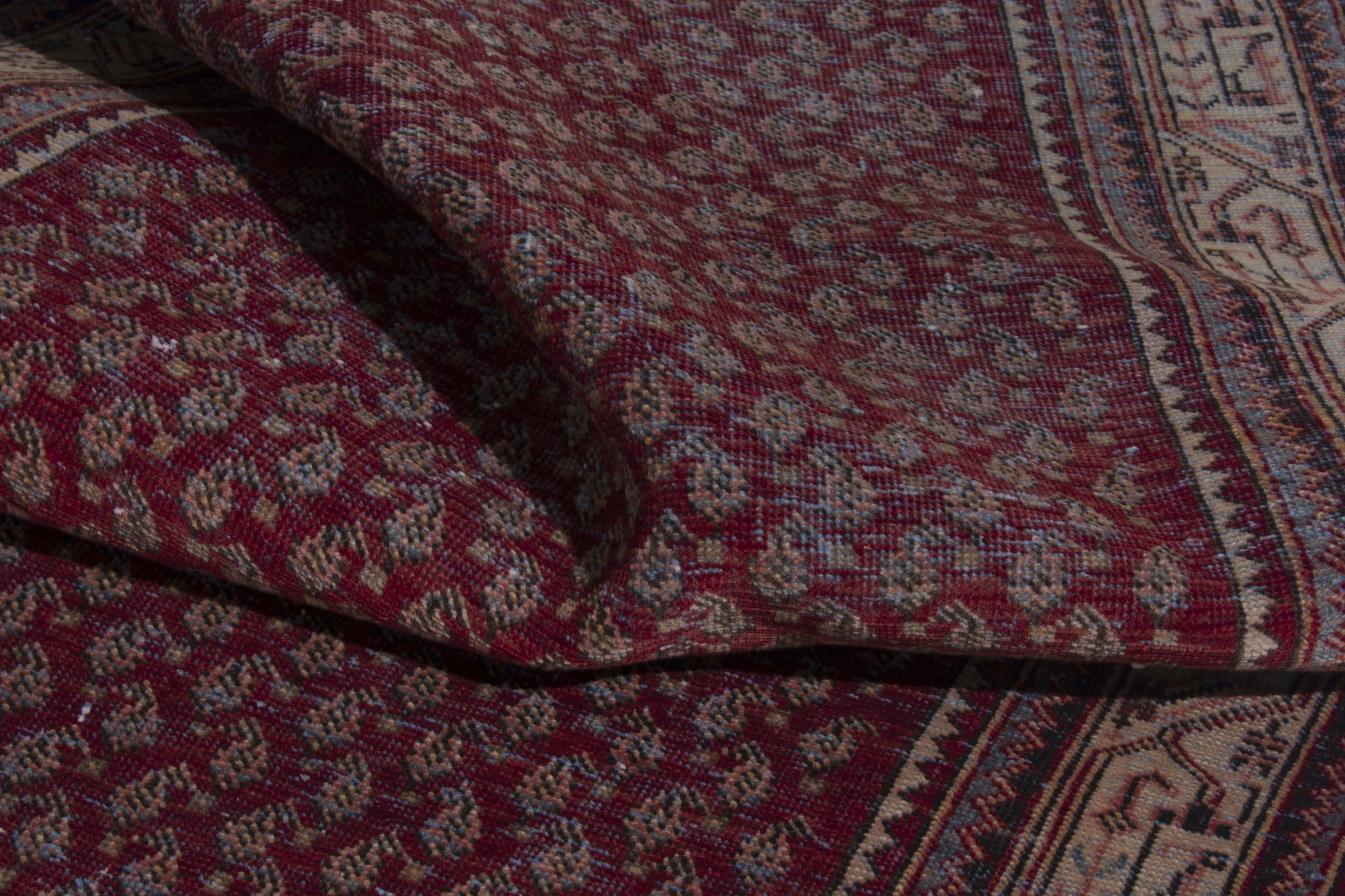 Persian Arak runner rug in burgundy and tan, view 15 of 17
