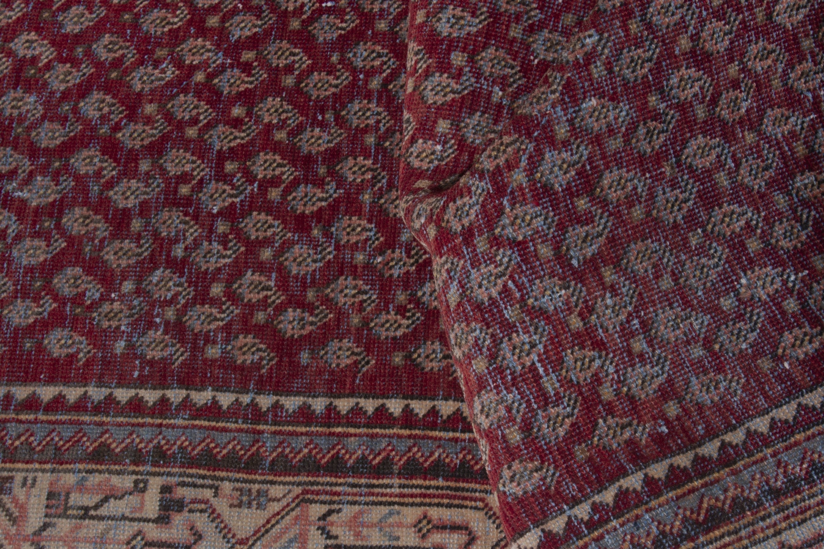 Persian Arak runner rug in burgundy and tan, view 16 of 17