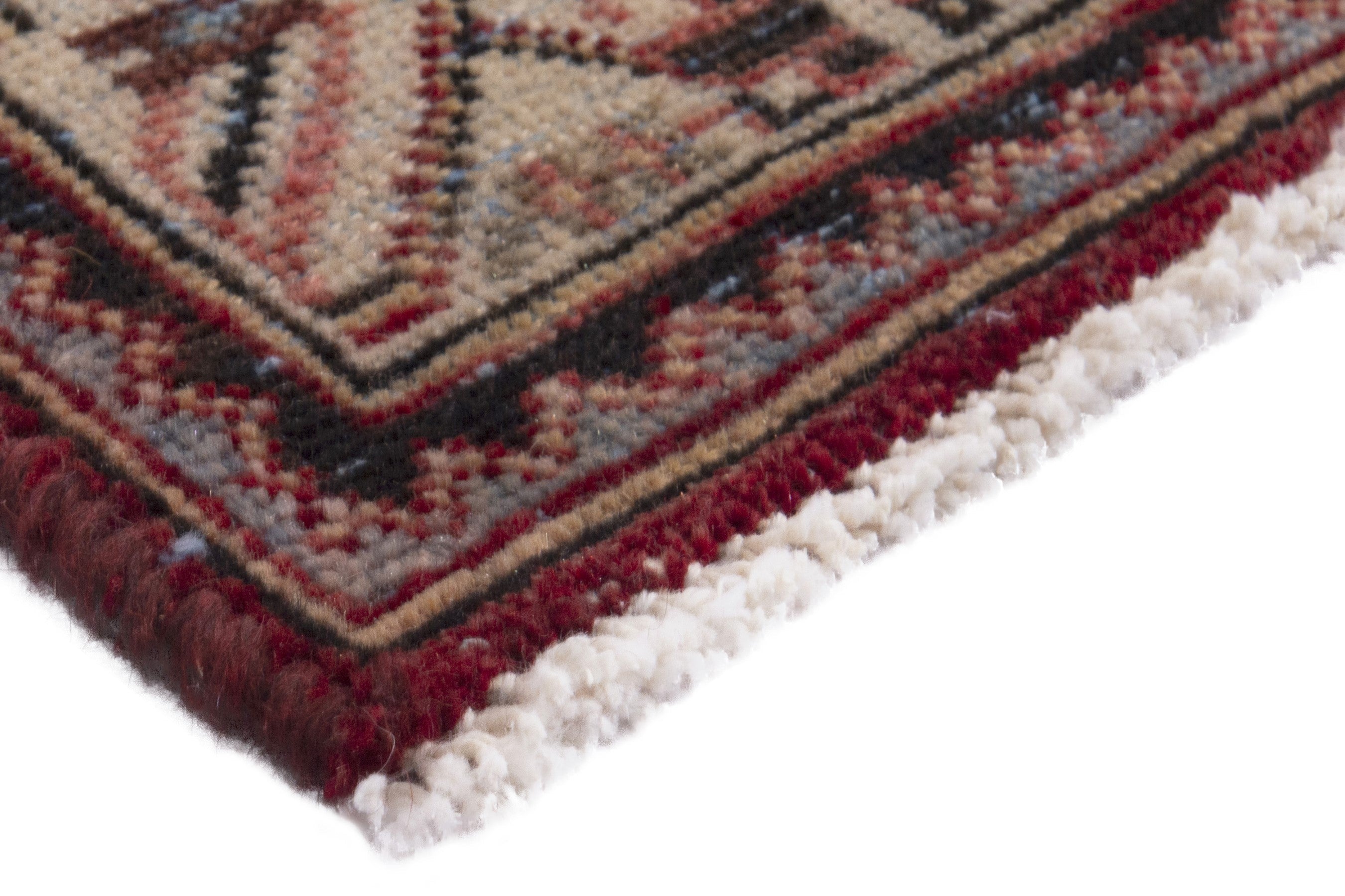 Persian Arak runner rug in burgundy and tan, view 4 of 17