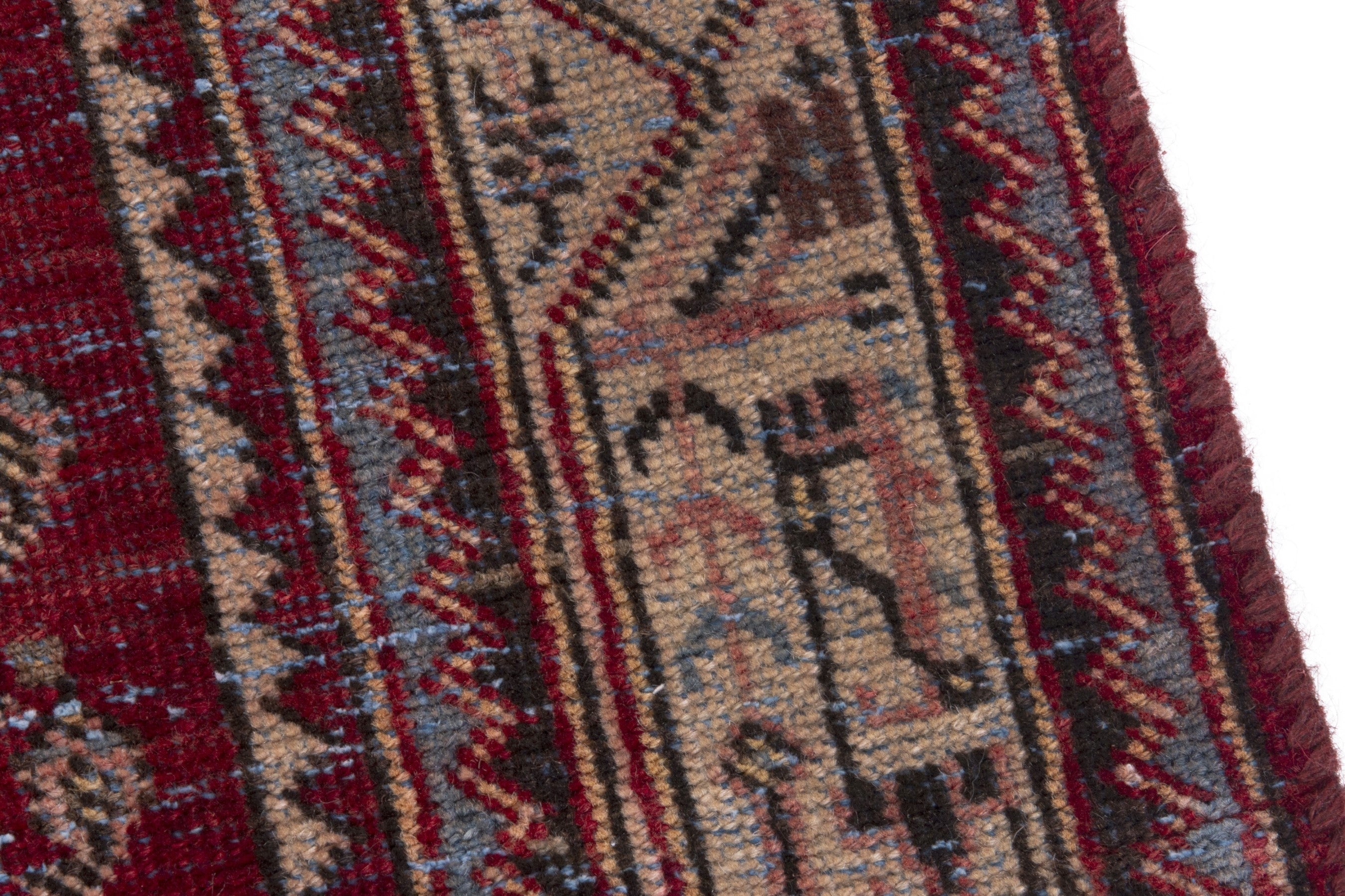 Persian Arak runner rug in burgundy and tan, view 7 of 17