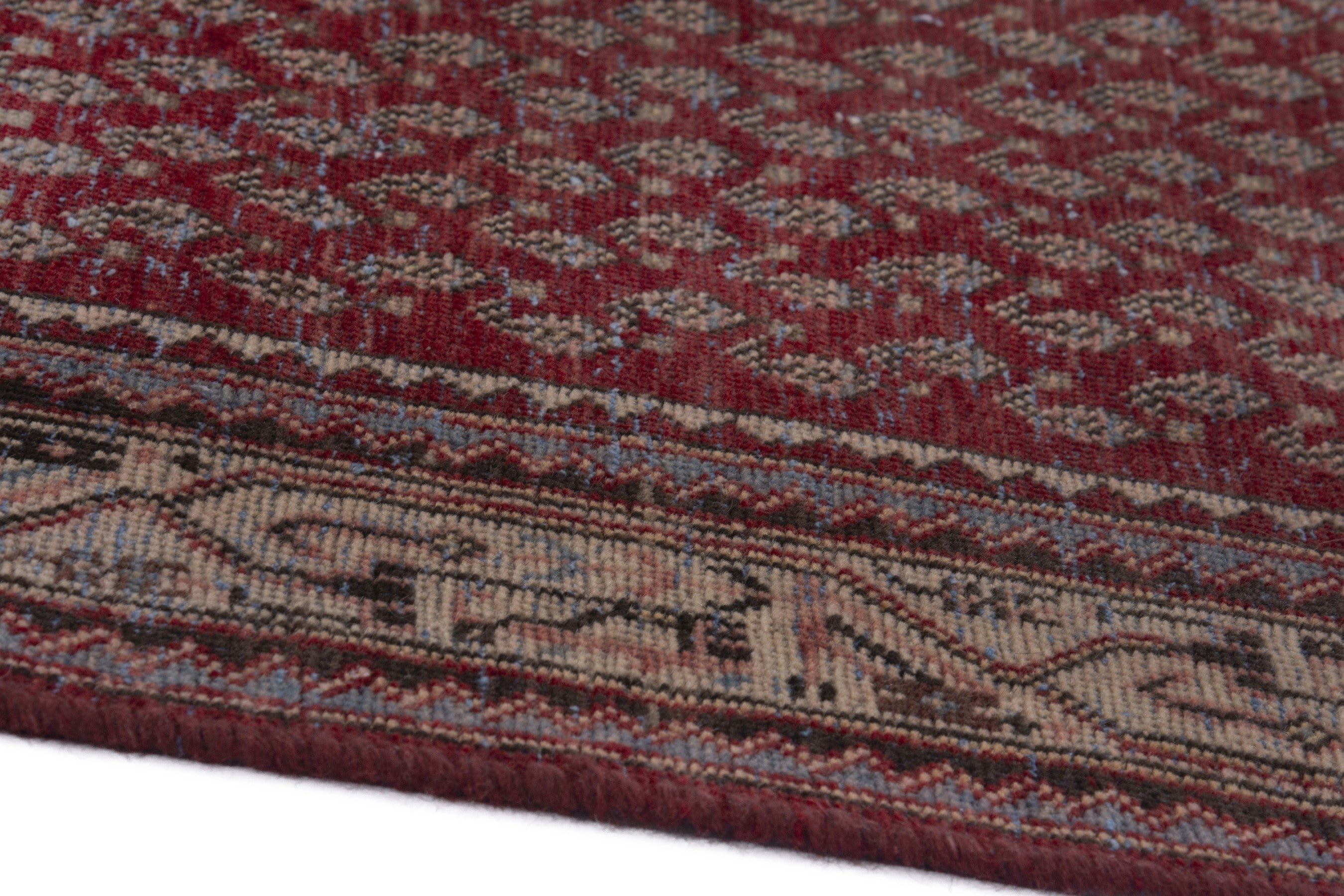 Persian Arak runner rug in burgundy and tan, view 8 of 17