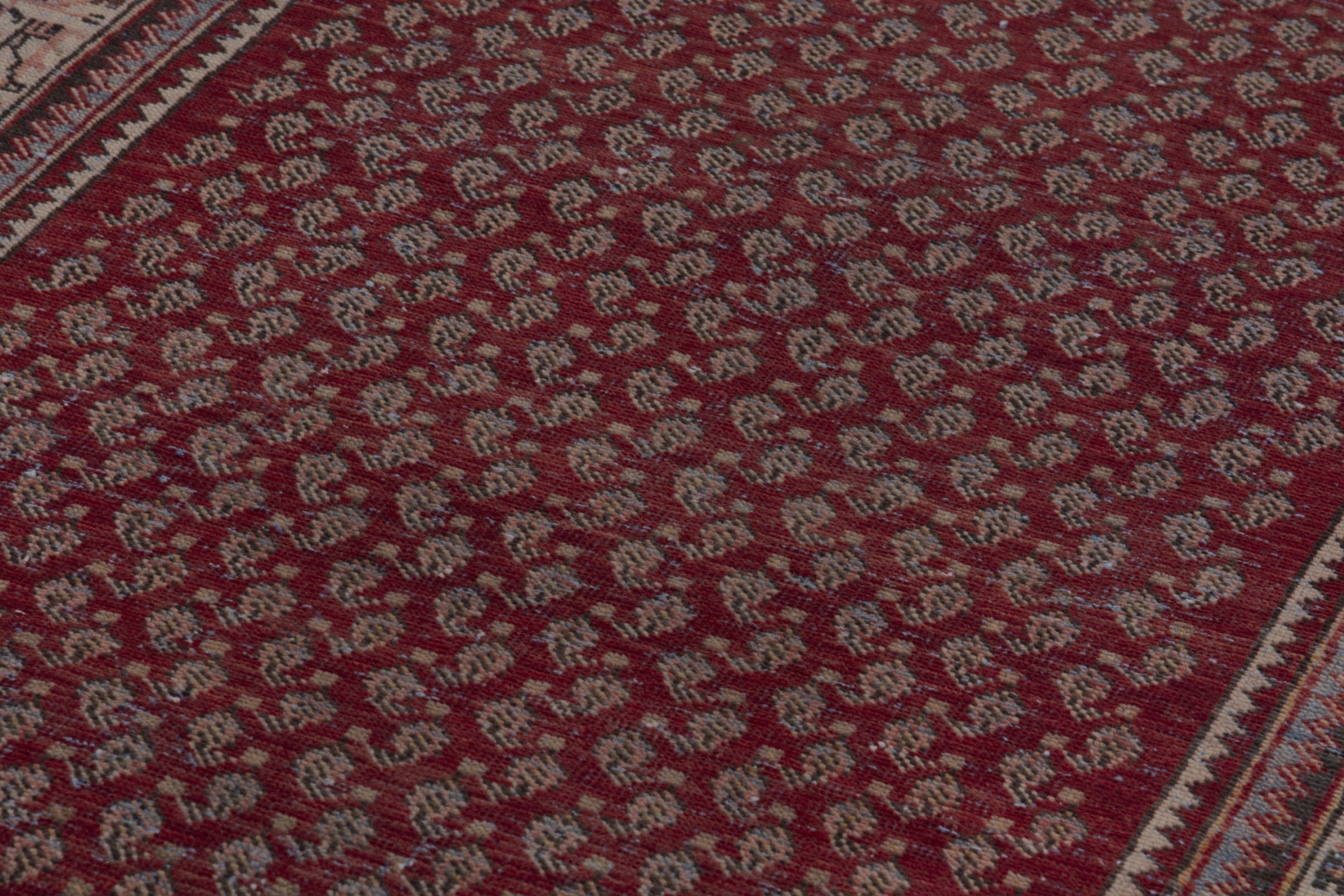 Persian Arak runner rug in burgundy and tan, view 9 of 17