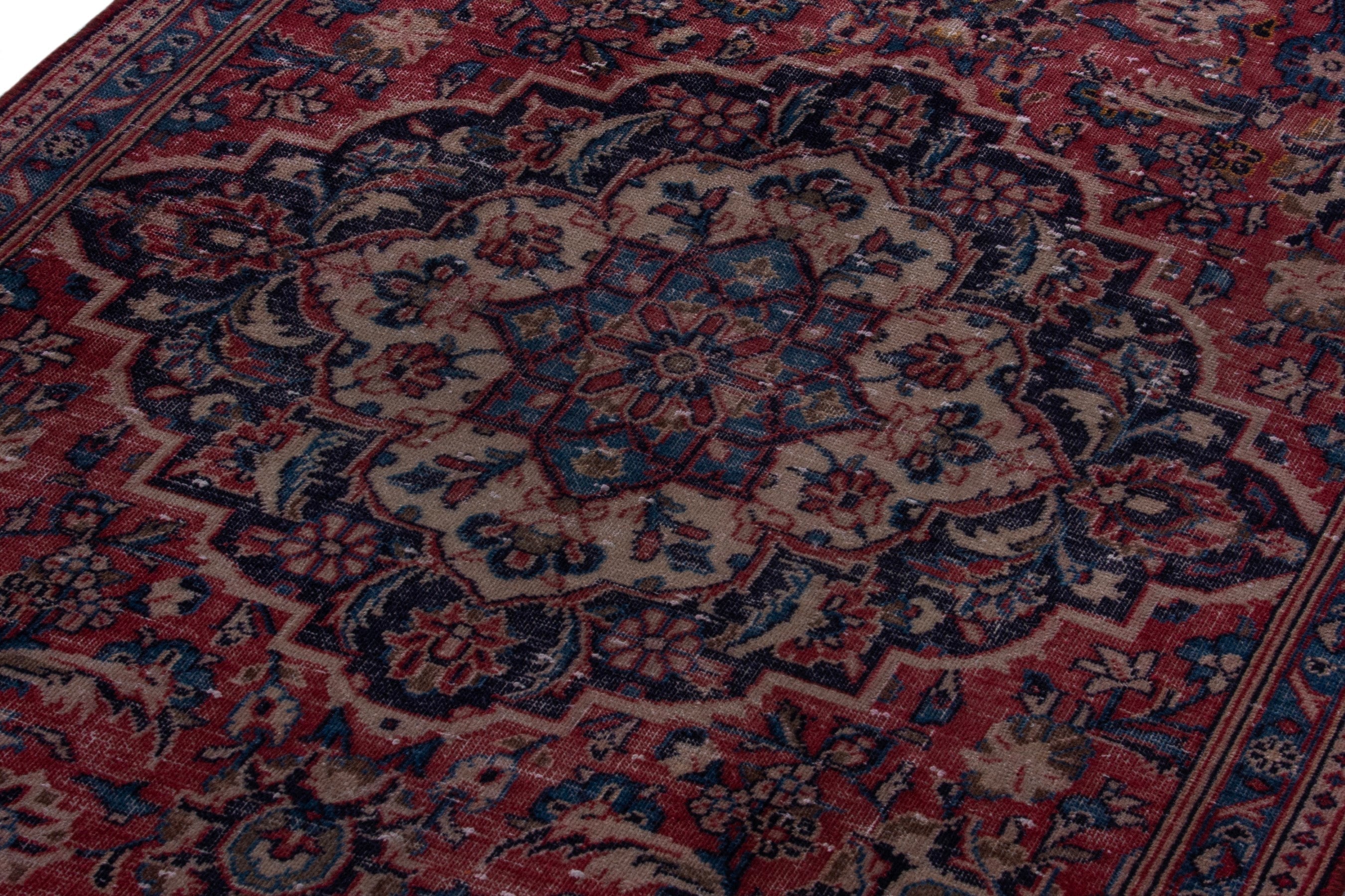 Persian Ardakan runner rug in burgundy and deep red, view 9 of 18