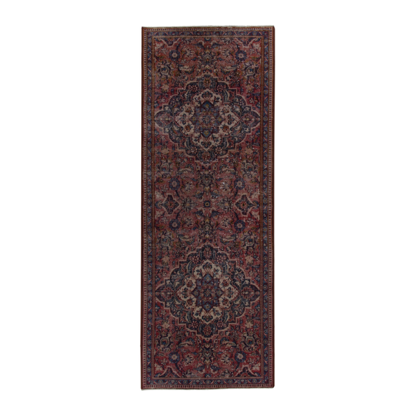 Persian Ardakan runner rug in burgundy and deep red, 3'7" x 9'7"