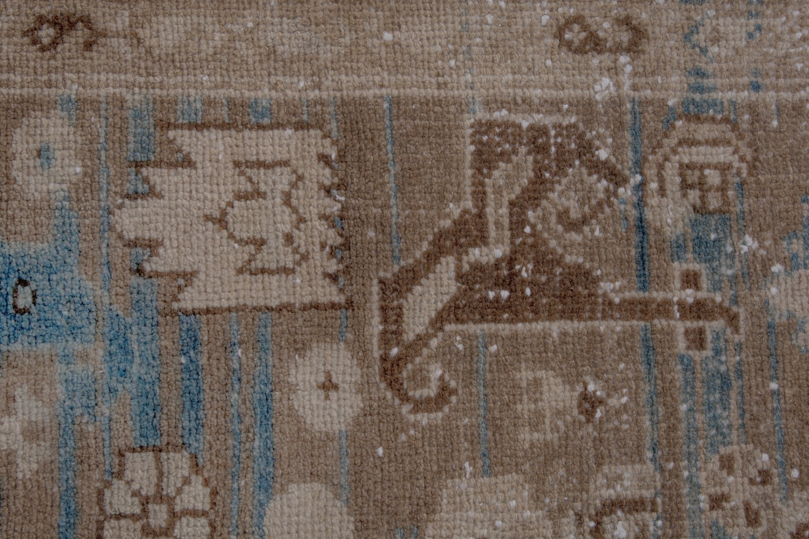 Persian Borujerd runner rug in taupe and dusty blue, view 11 of 18