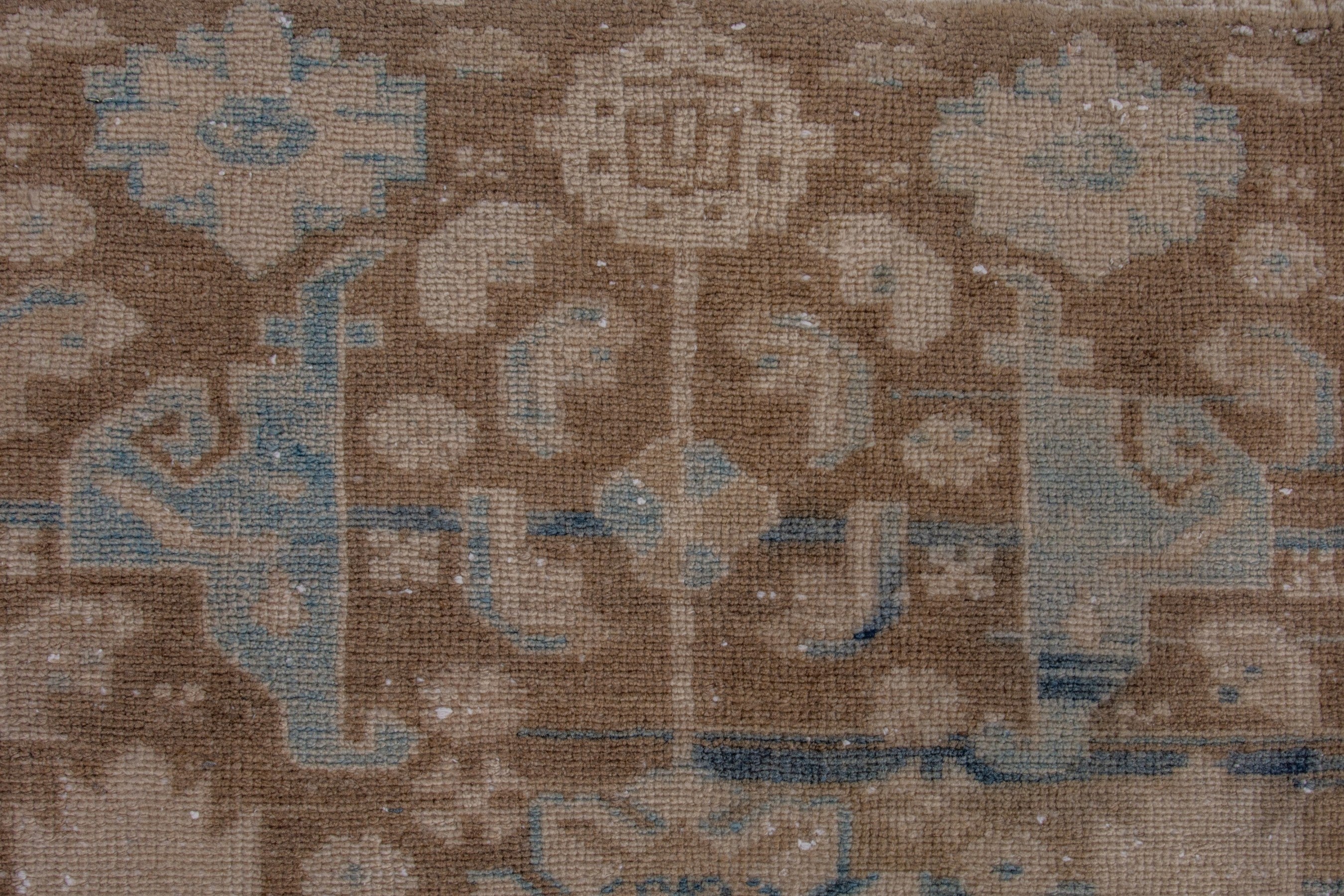 Persian Borujerd runner rug in taupe and dusty blue, view 13 of 18