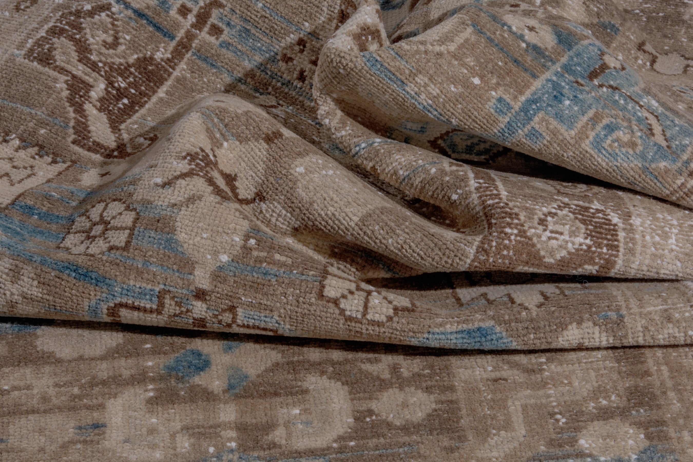 Persian Borujerd runner rug in taupe and dusty blue, view 15 of 18