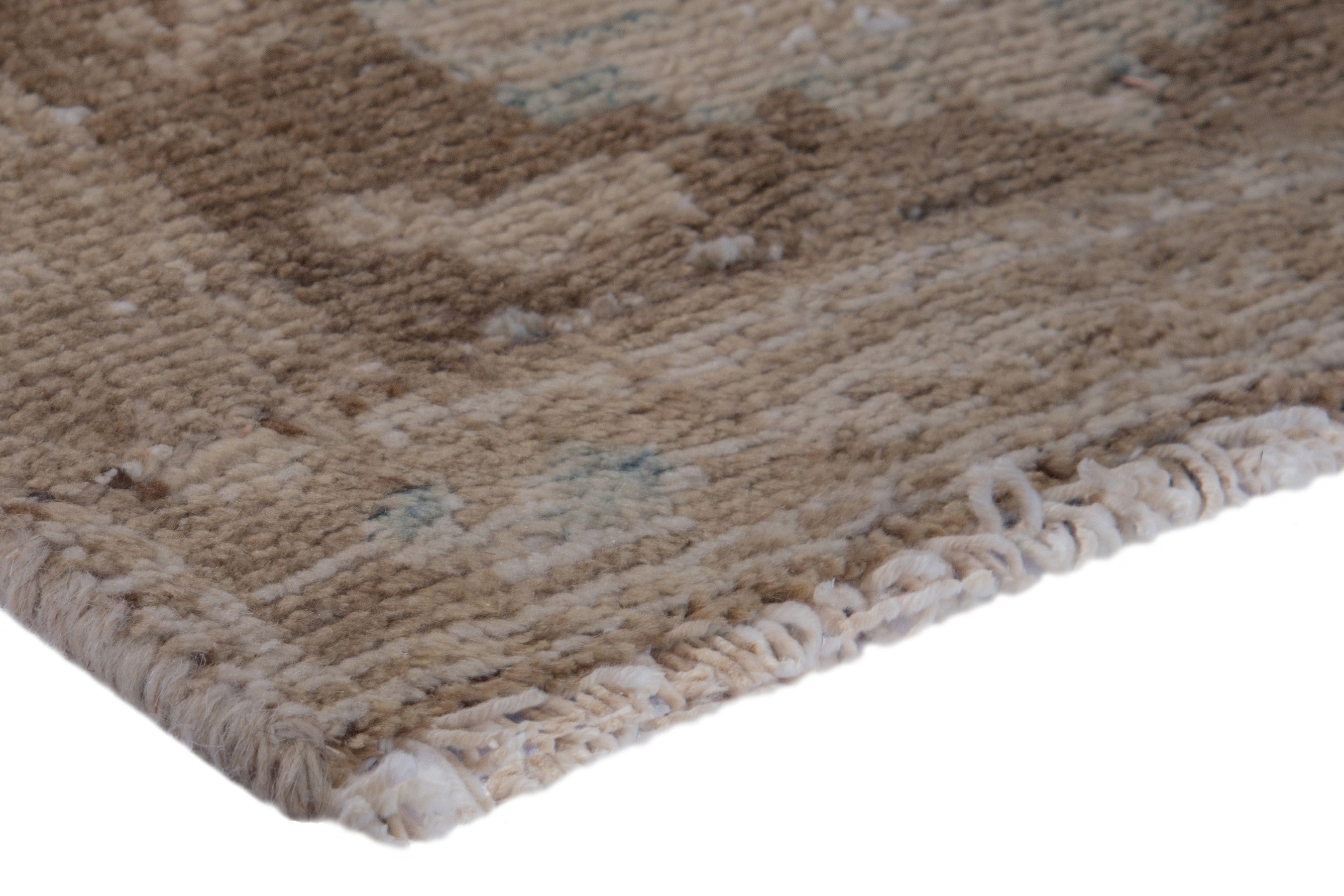 Persian Borujerd runner rug in taupe and dusty blue, view 4 of 18