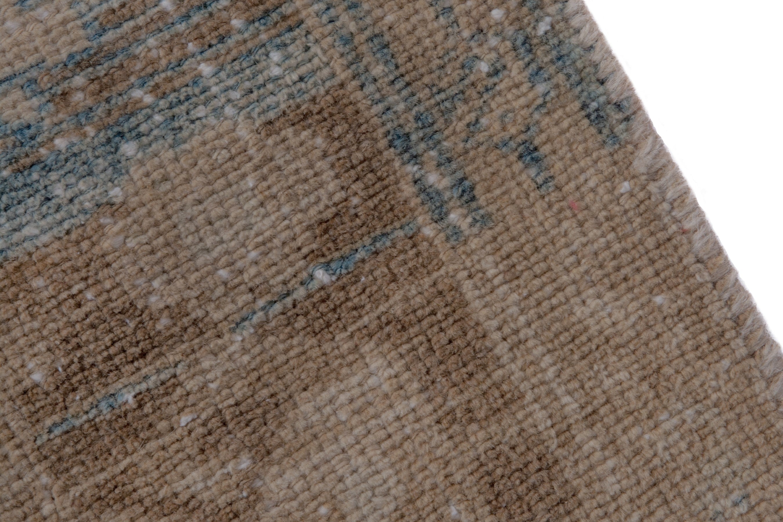 Persian Borujerd runner rug in taupe and dusty blue, view 7 of 18