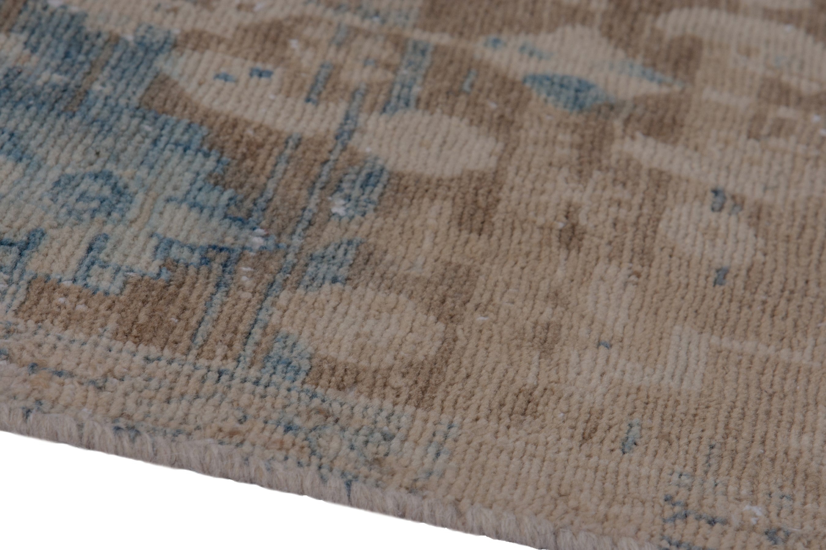 Persian Borujerd runner rug in taupe and dusty blue, view 8 of 18