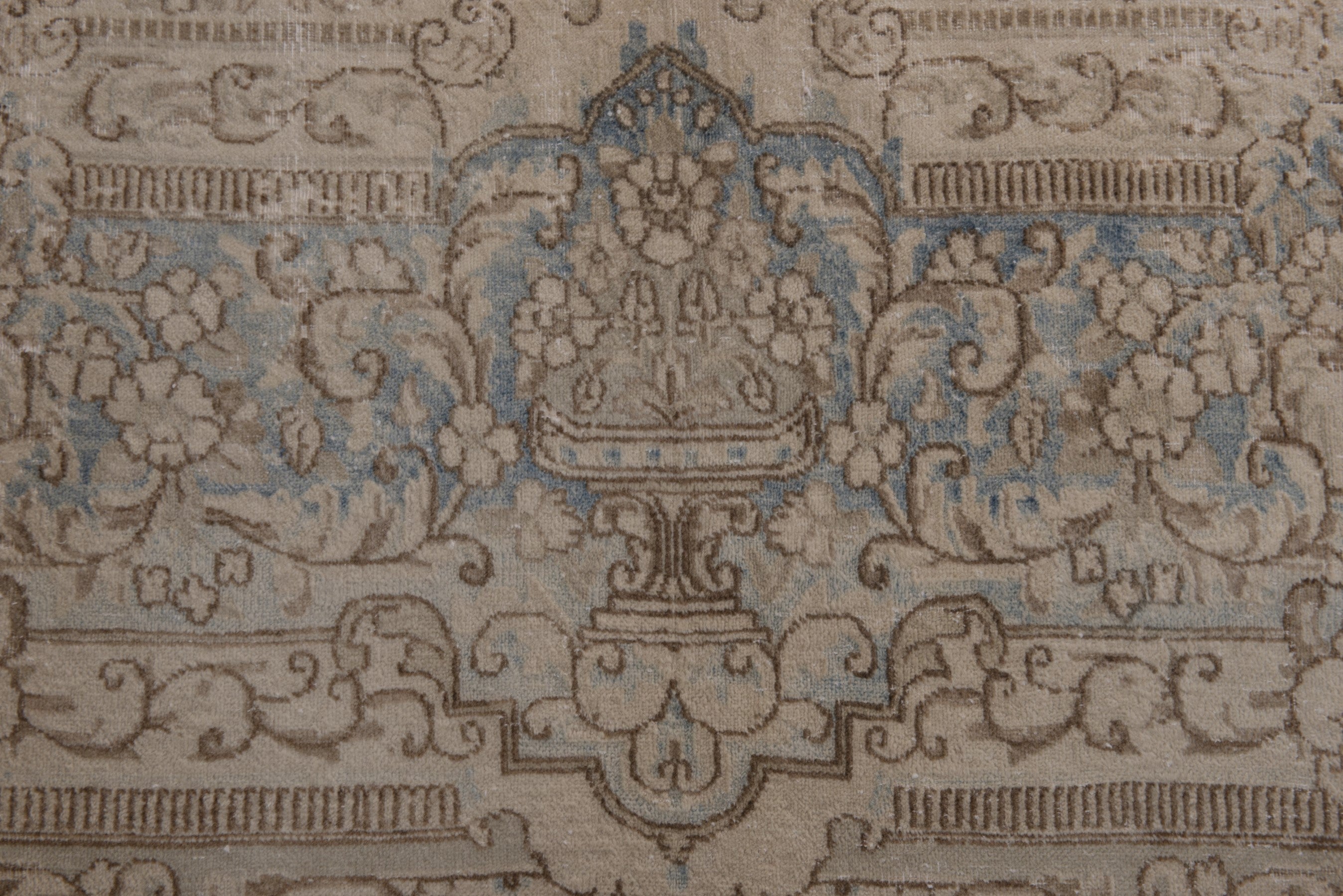 Persian Kerman oversized rug in cream and dusty blue, view 12 of 20