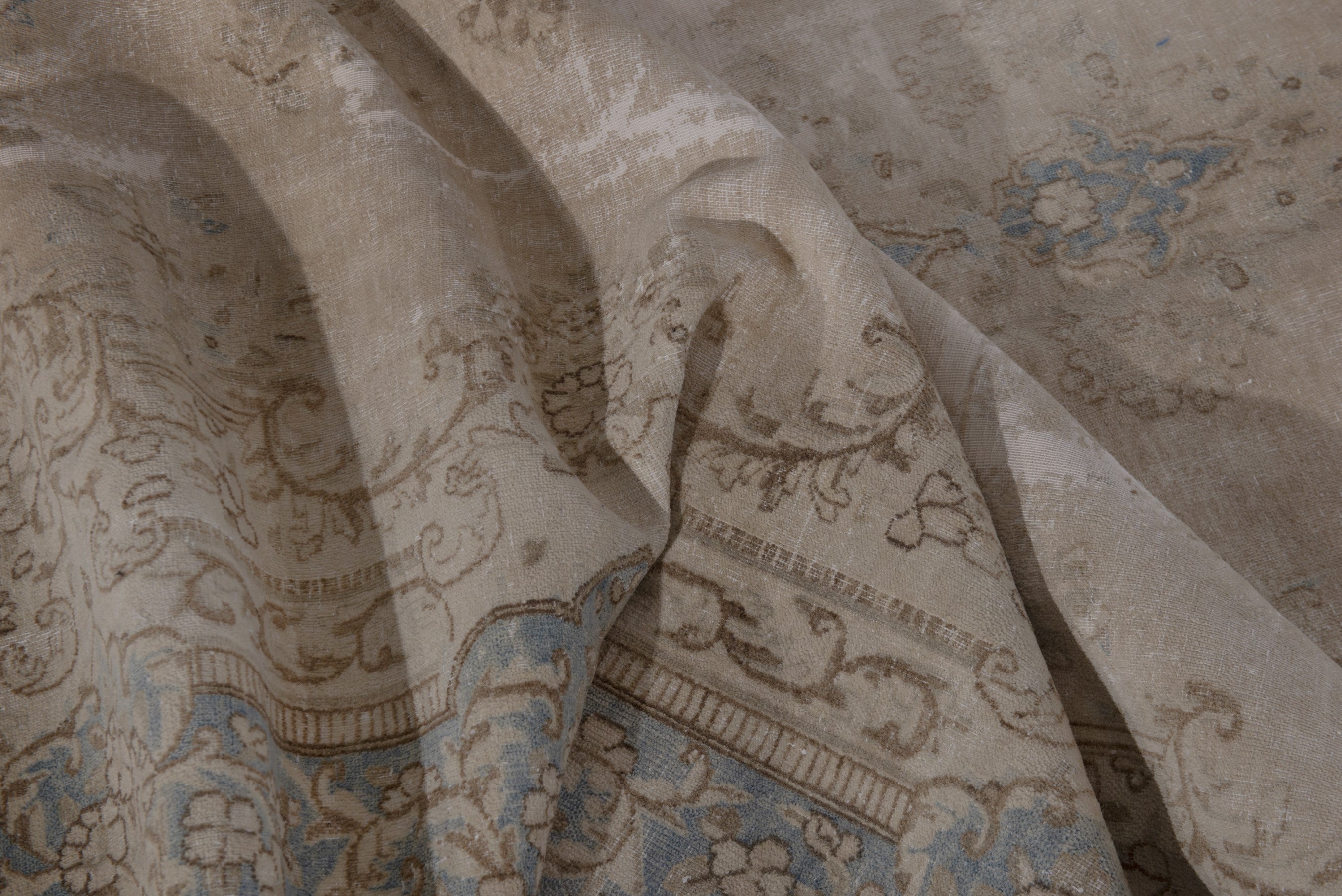 Persian Kerman oversized rug in cream and dusty blue, view 17 of 20