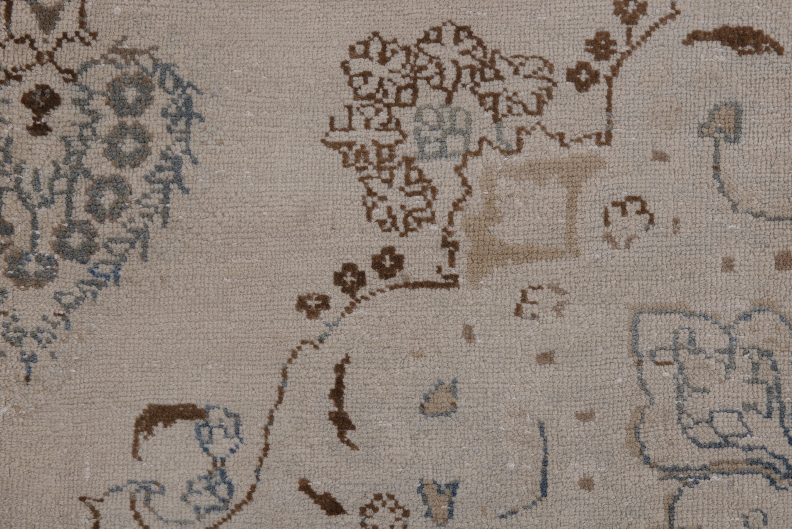Persian Sabzevar area rug in beige and denim, view 12 of 20