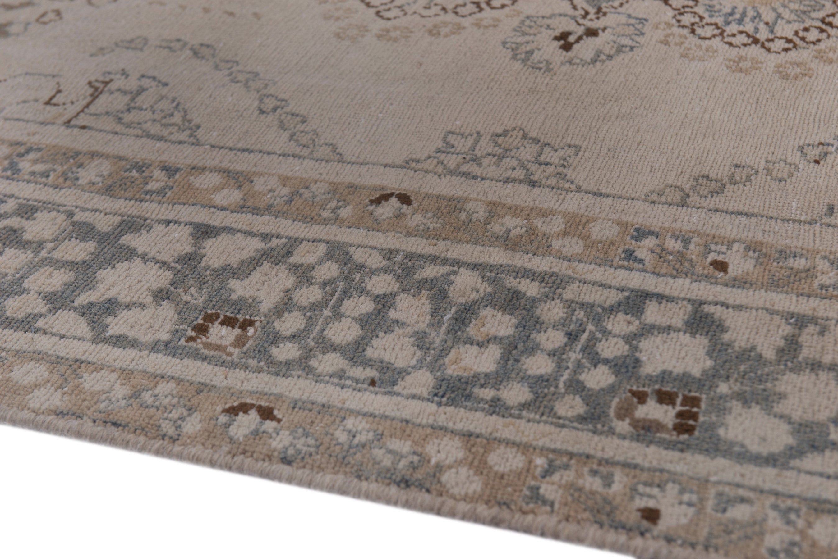 Persian Sabzevar area rug in beige and denim, view 8 of 20