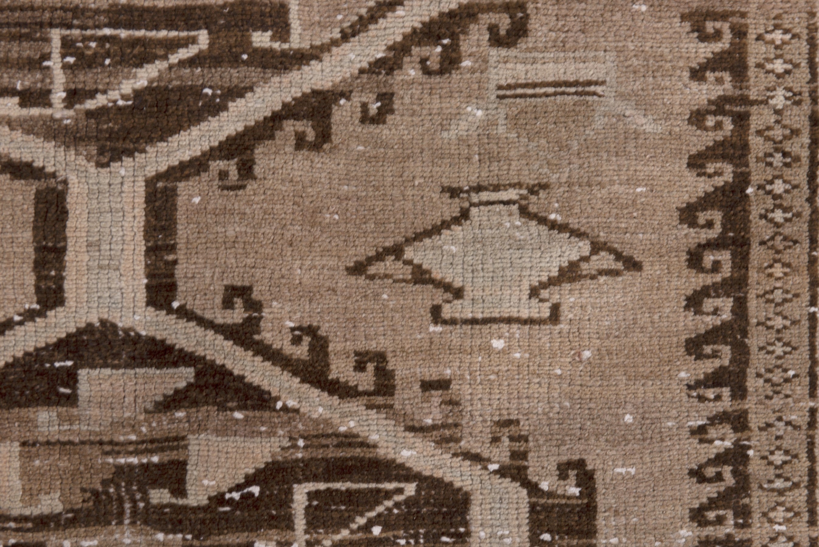 Persian Shiraz runner rug in taupe and dark brown, view 12 of 19