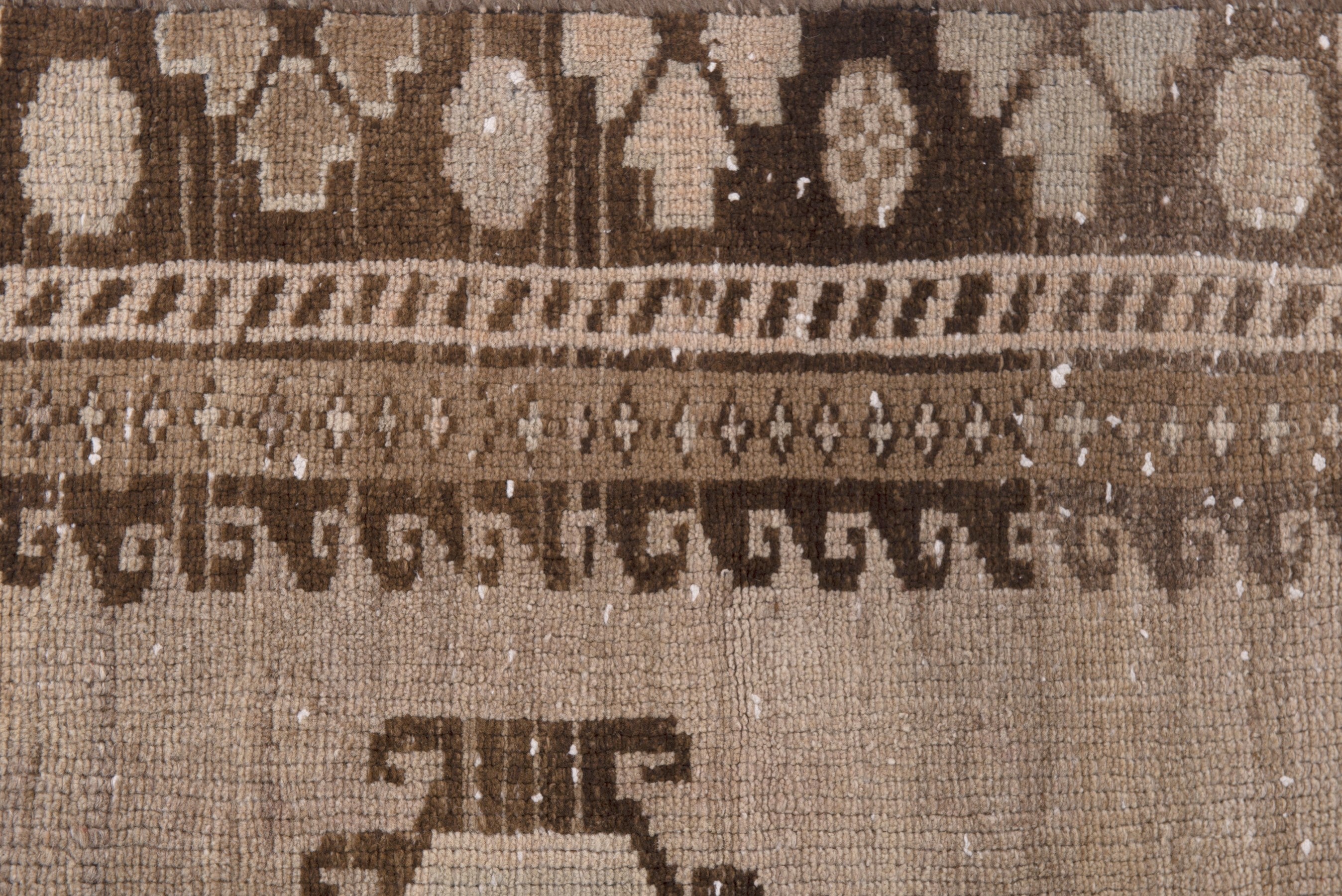 Persian Shiraz runner rug in taupe and dark brown, view 14 of 19