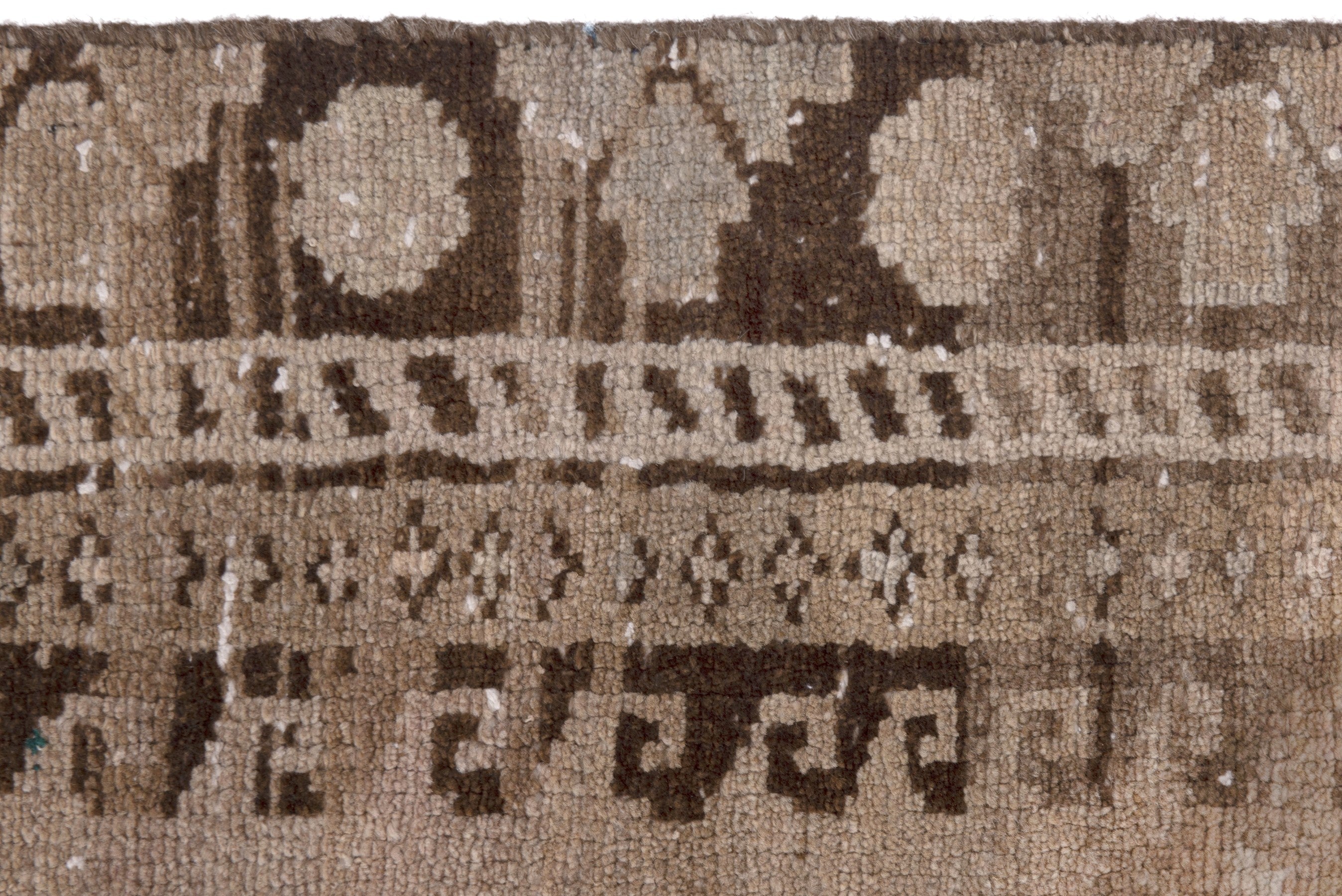 Persian Shiraz runner rug in taupe and dark brown, view 15 of 19