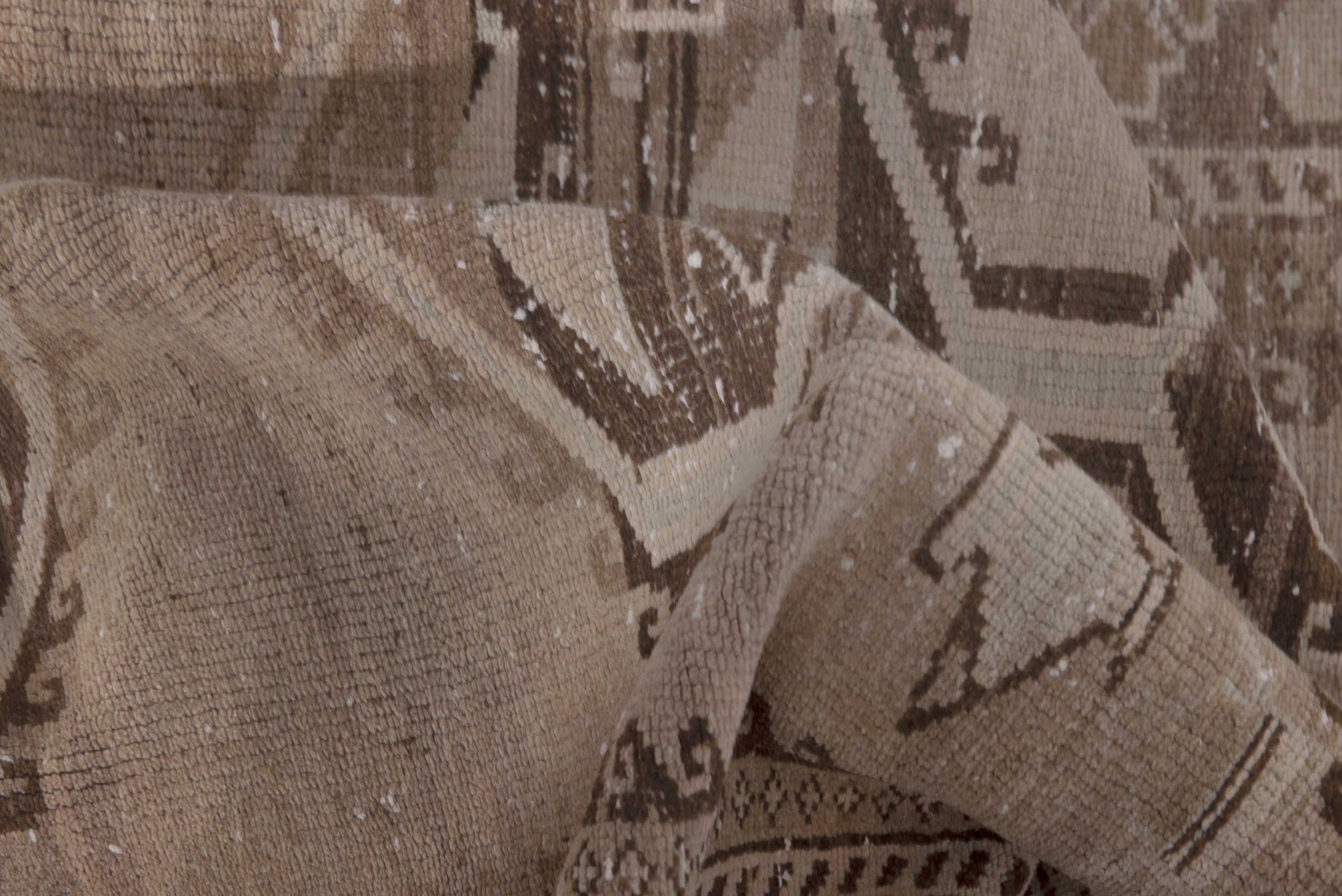 Persian Shiraz runner rug in taupe and dark brown, view 16 of 19
