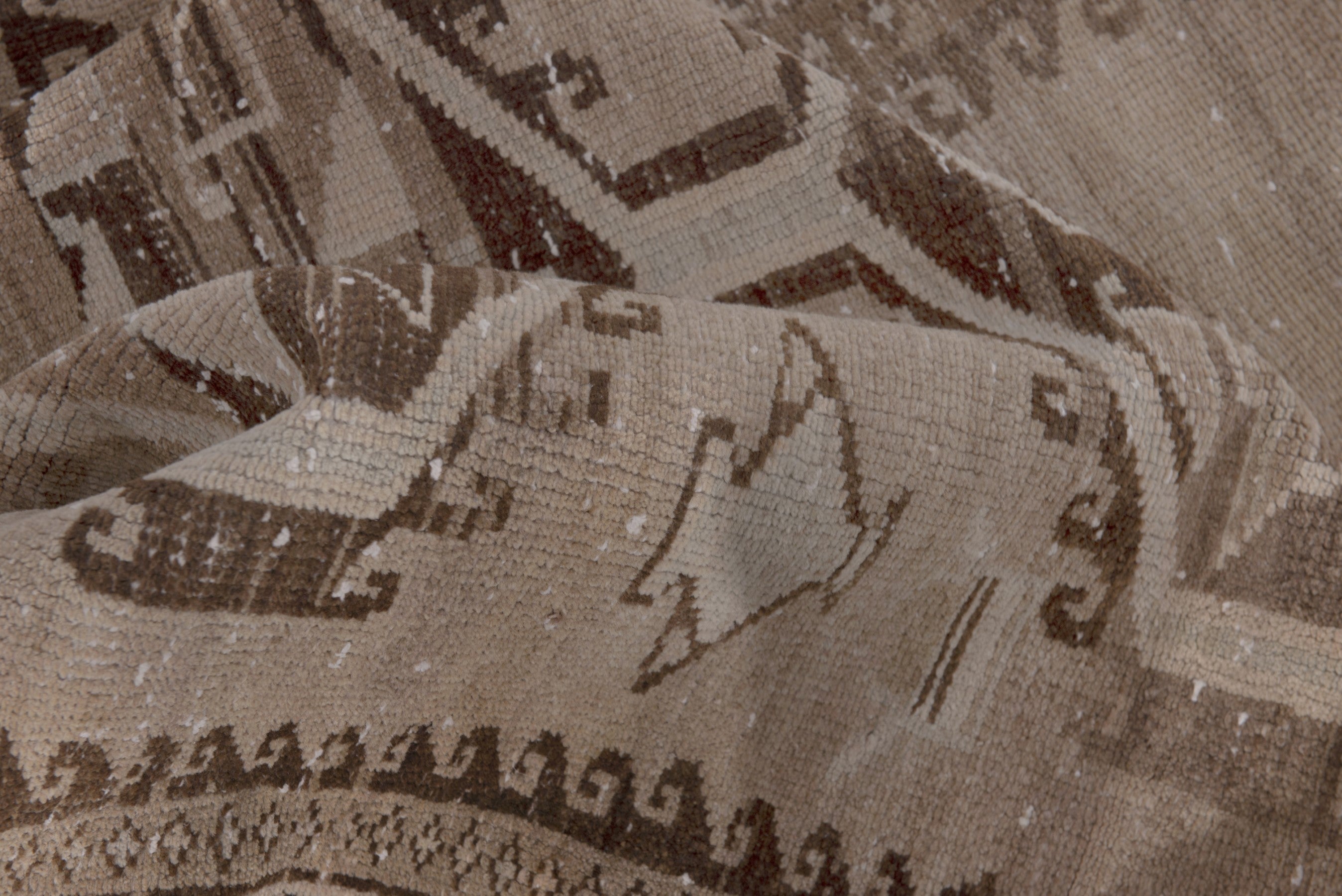 Persian Shiraz runner rug in taupe and dark brown, view 17 of 19