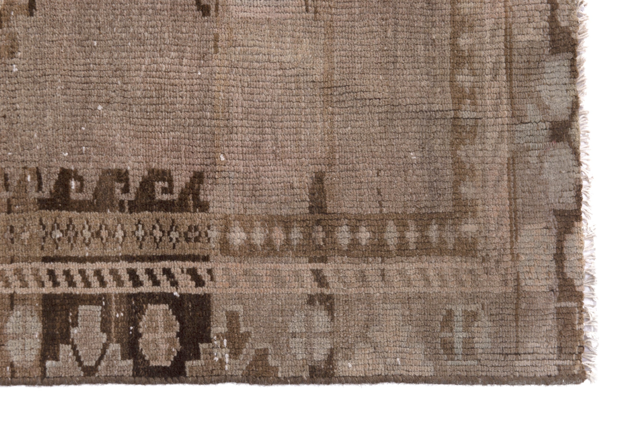 Persian Shiraz runner rug in taupe and dark brown, view 5 of 19