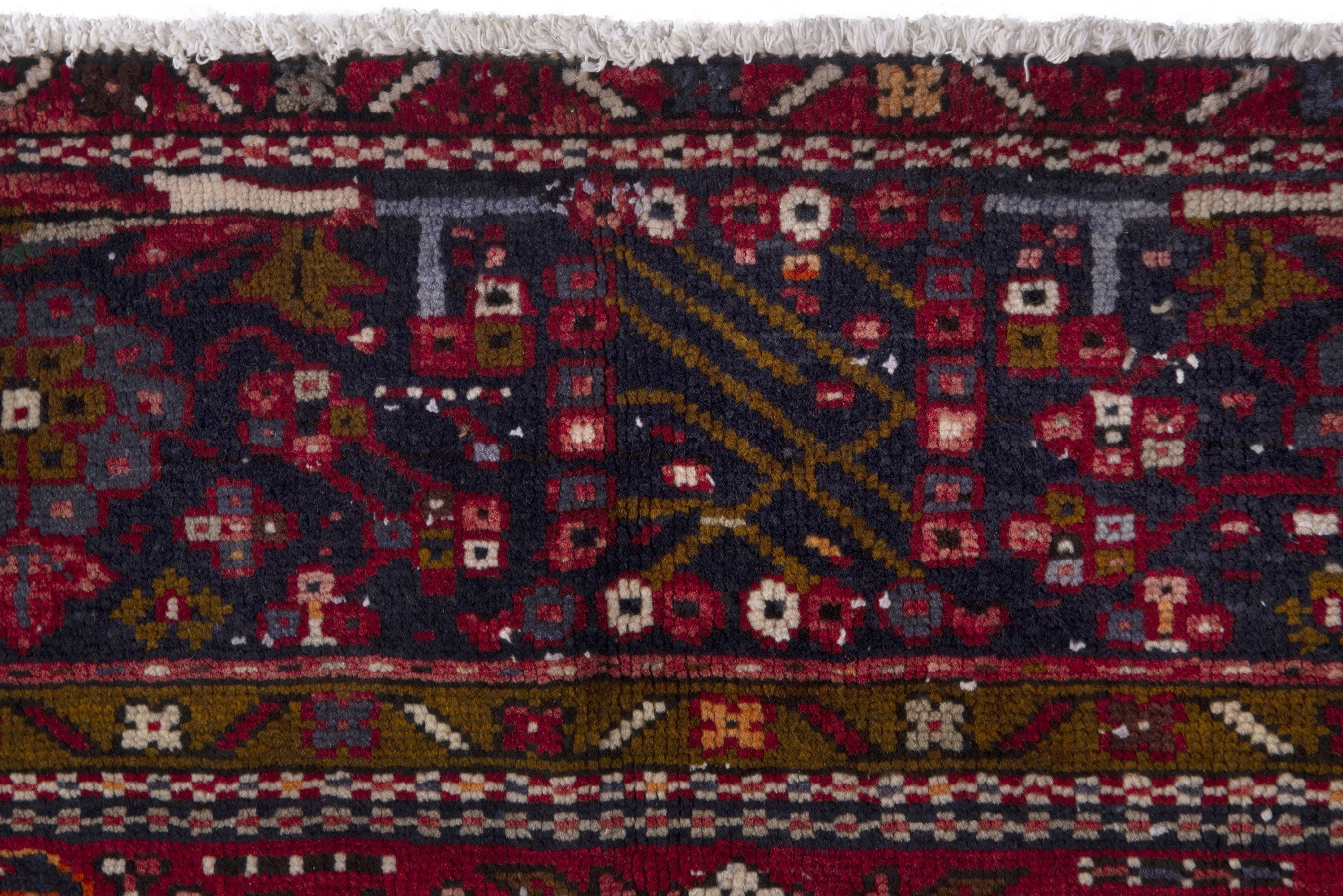 Persian Gharajeh area rug in burgundy and deep red, view 11 of 21