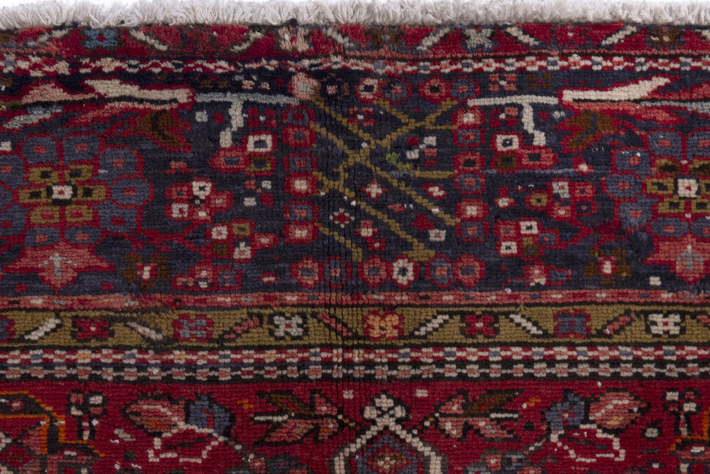 Persian Gharajeh area rug in burgundy and deep red, view 16 of 21