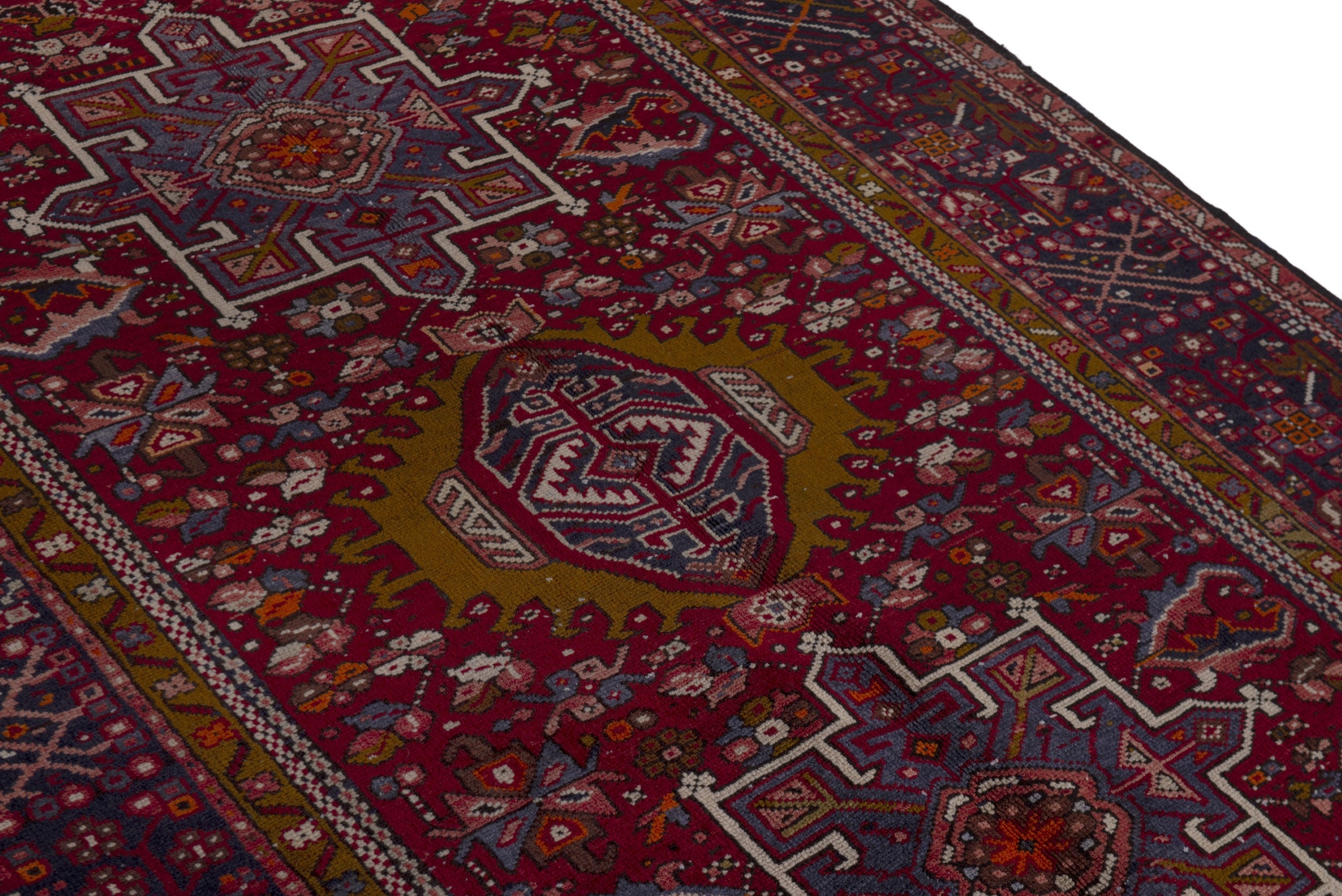 Persian Gharajeh area rug in burgundy and deep red, view 9 of 21