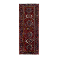 Persian Gharajeh runner rug in burgundy and deep red, 5'1" x 13'