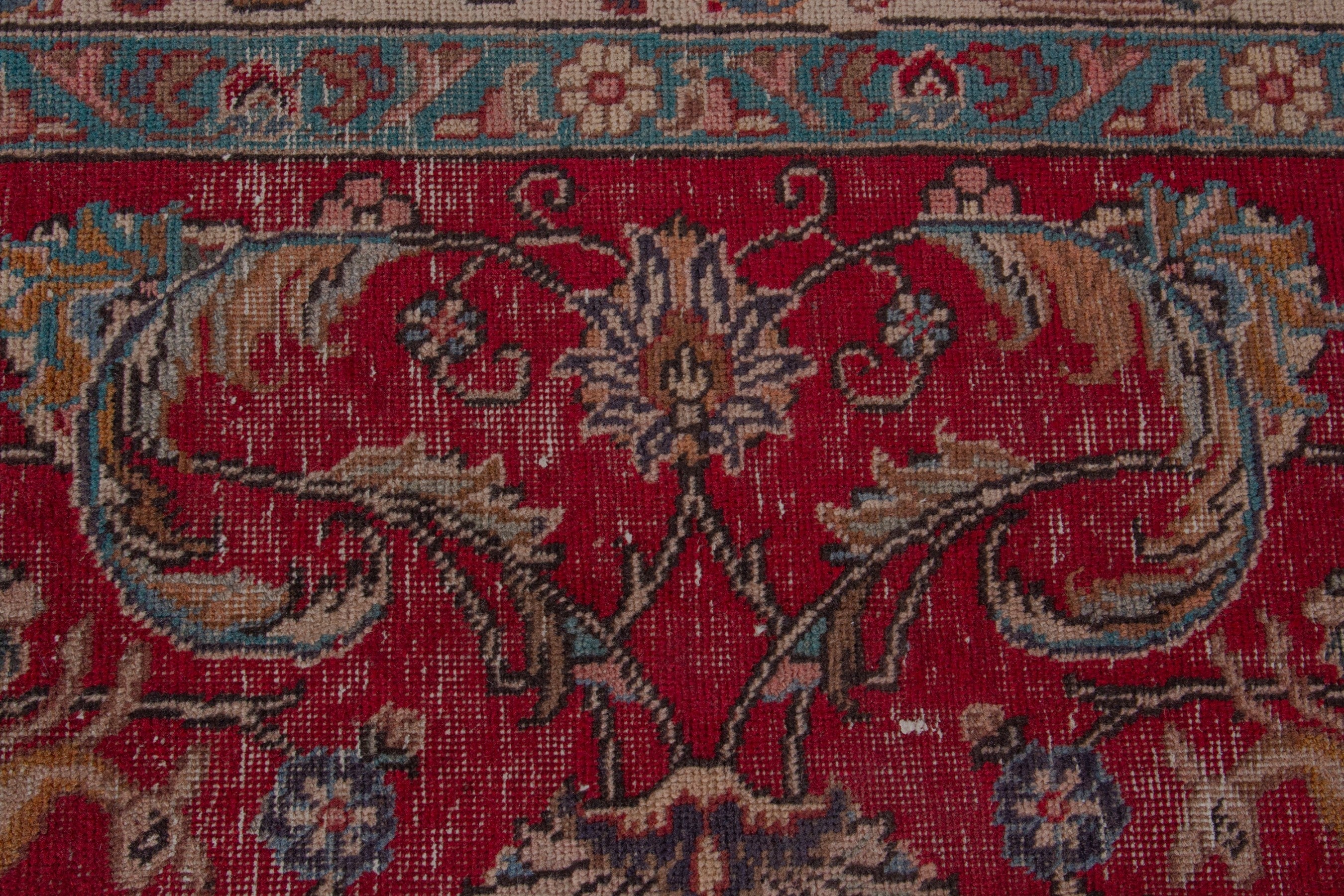 Persian Tabriz oversized rug in deep red and tan, view 11 of 18