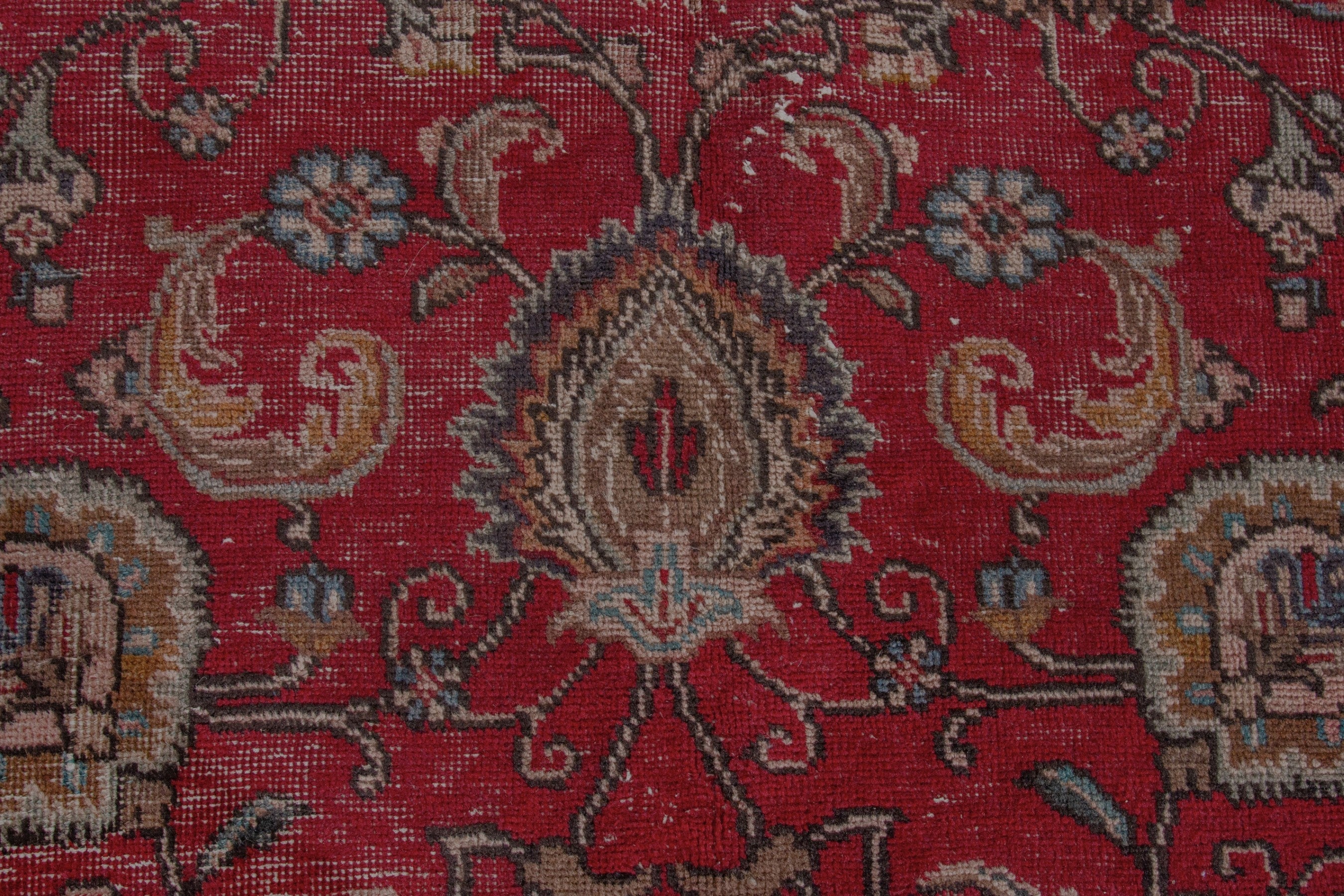 Persian Tabriz oversized rug in deep red and tan, view 12 of 18