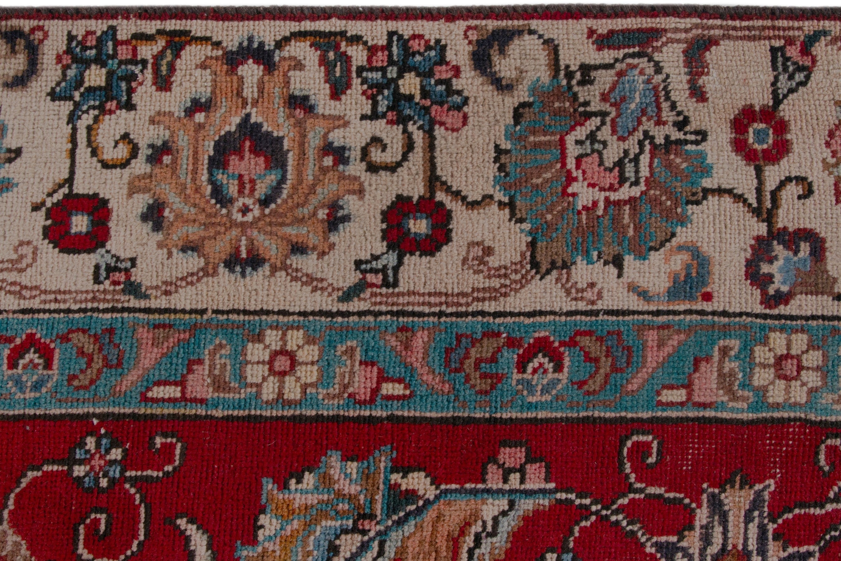 Persian Tabriz oversized rug in deep red and tan, view 13 of 18