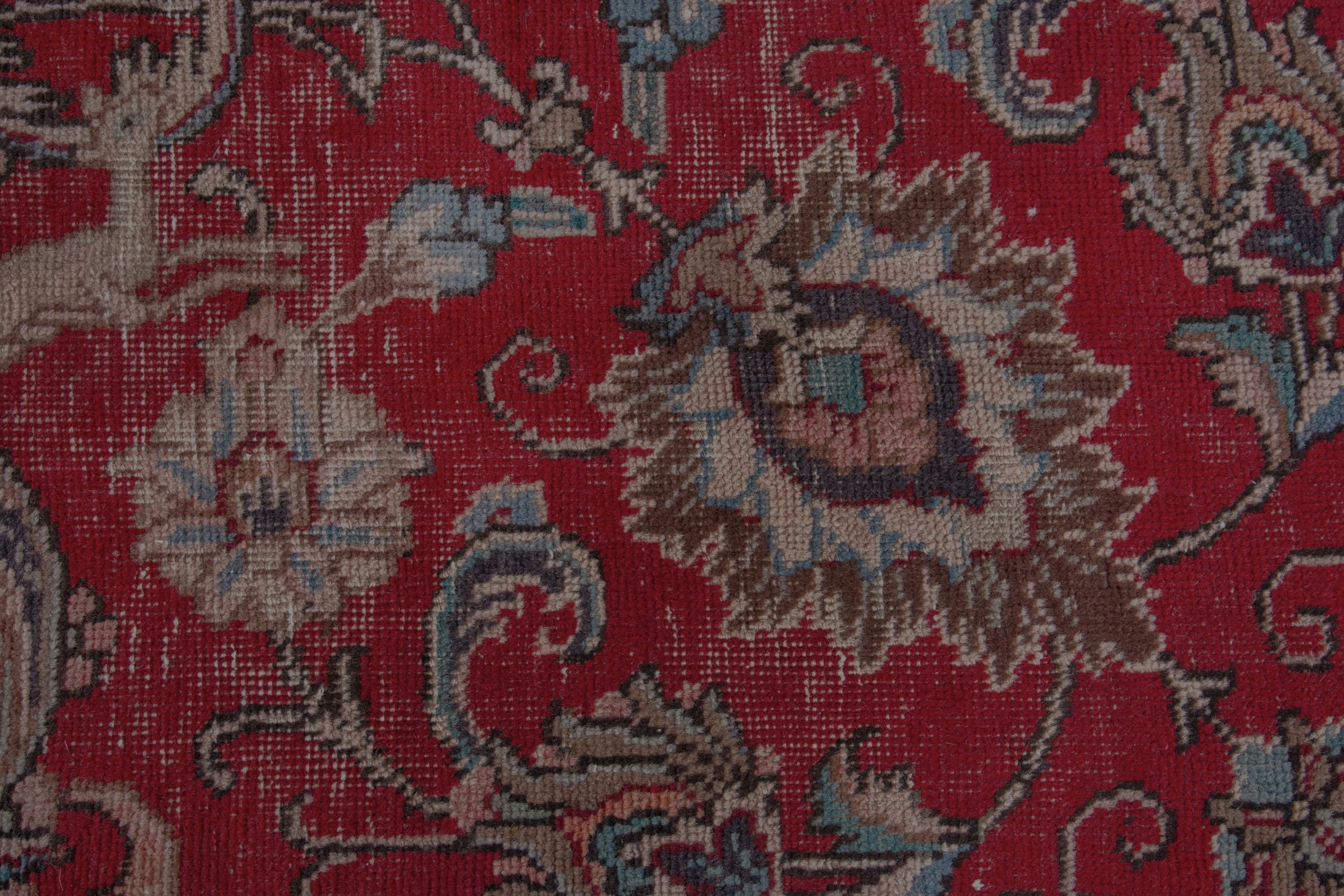 Persian Tabriz oversized rug in deep red and tan, view 14 of 18