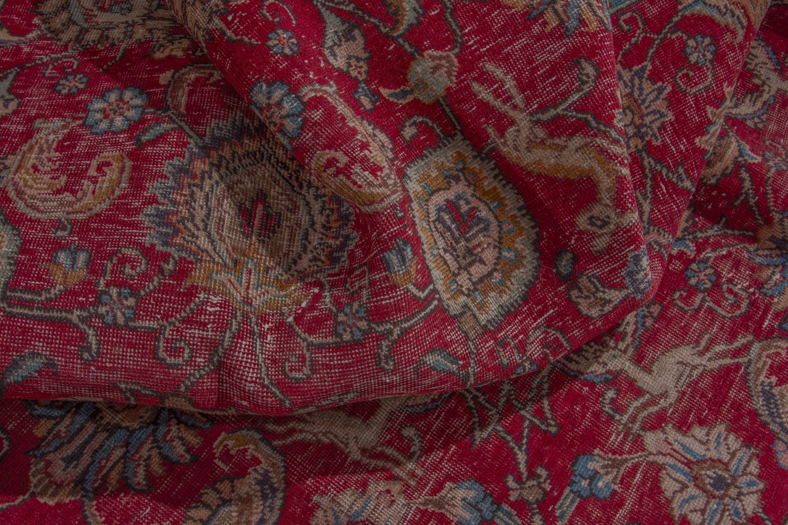 Persian Tabriz oversized rug in deep red and tan, view 15 of 18