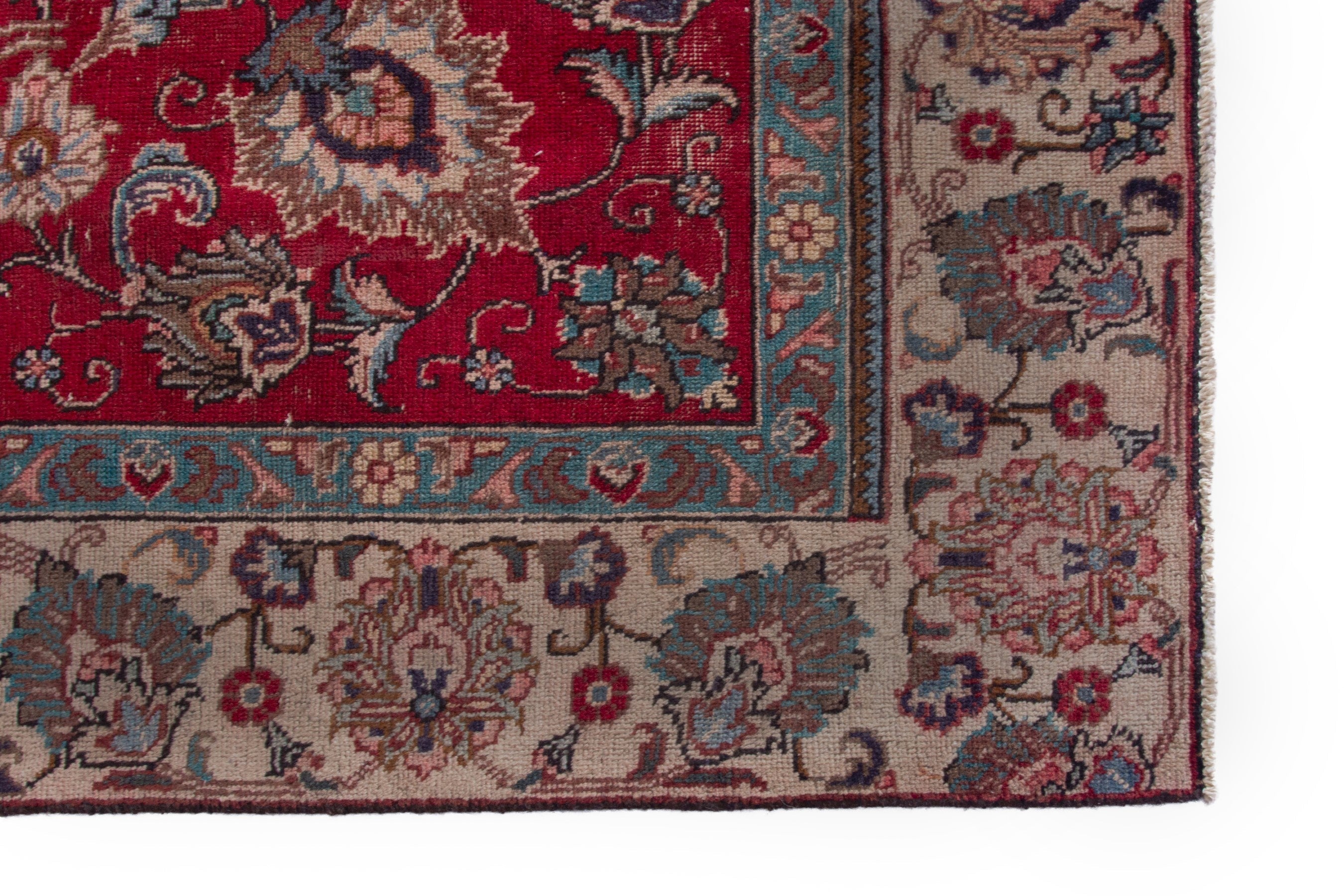 Persian Tabriz oversized rug in deep red and tan, view 5 of 18