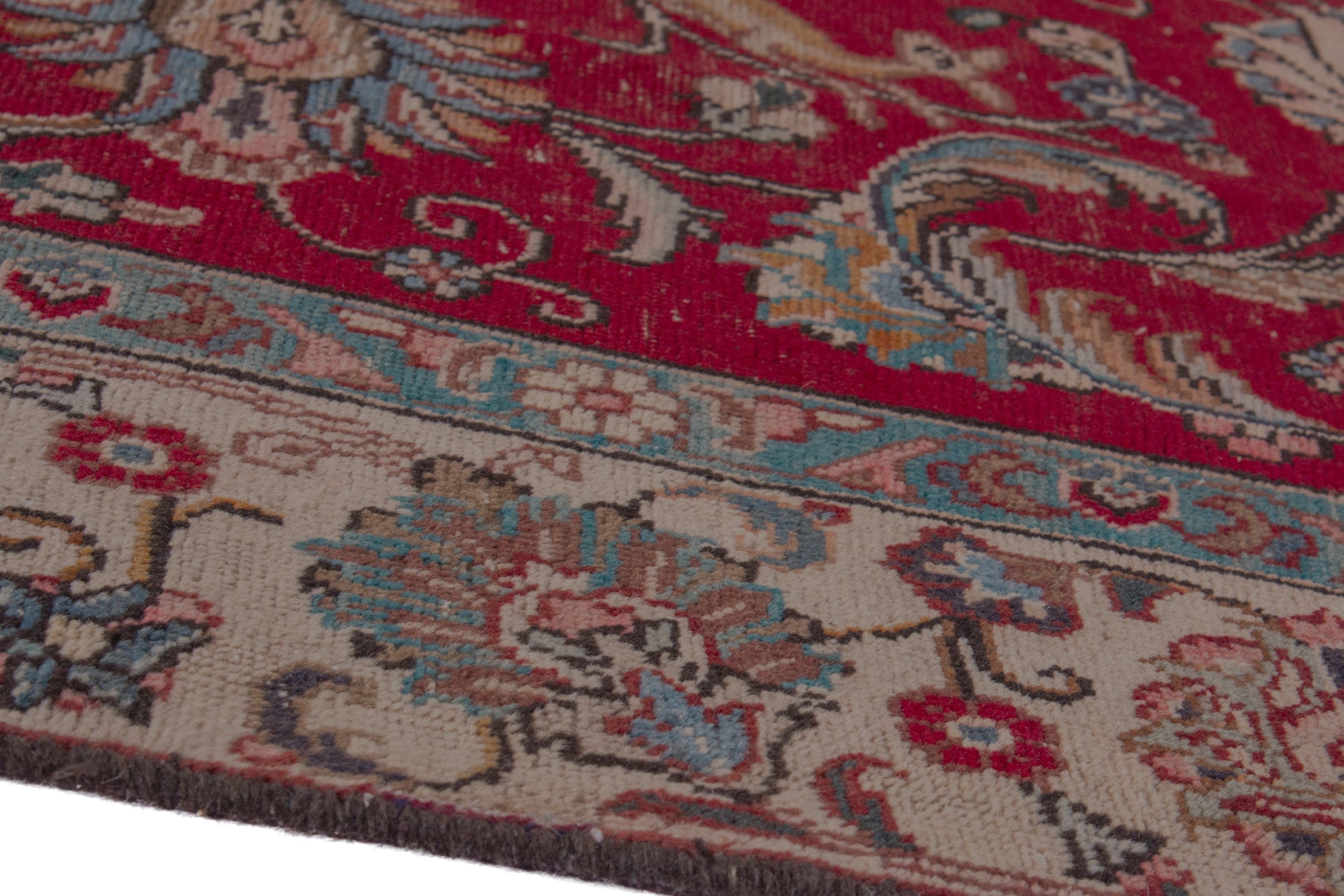 Persian Tabriz oversized rug in deep red and tan, view 8 of 18