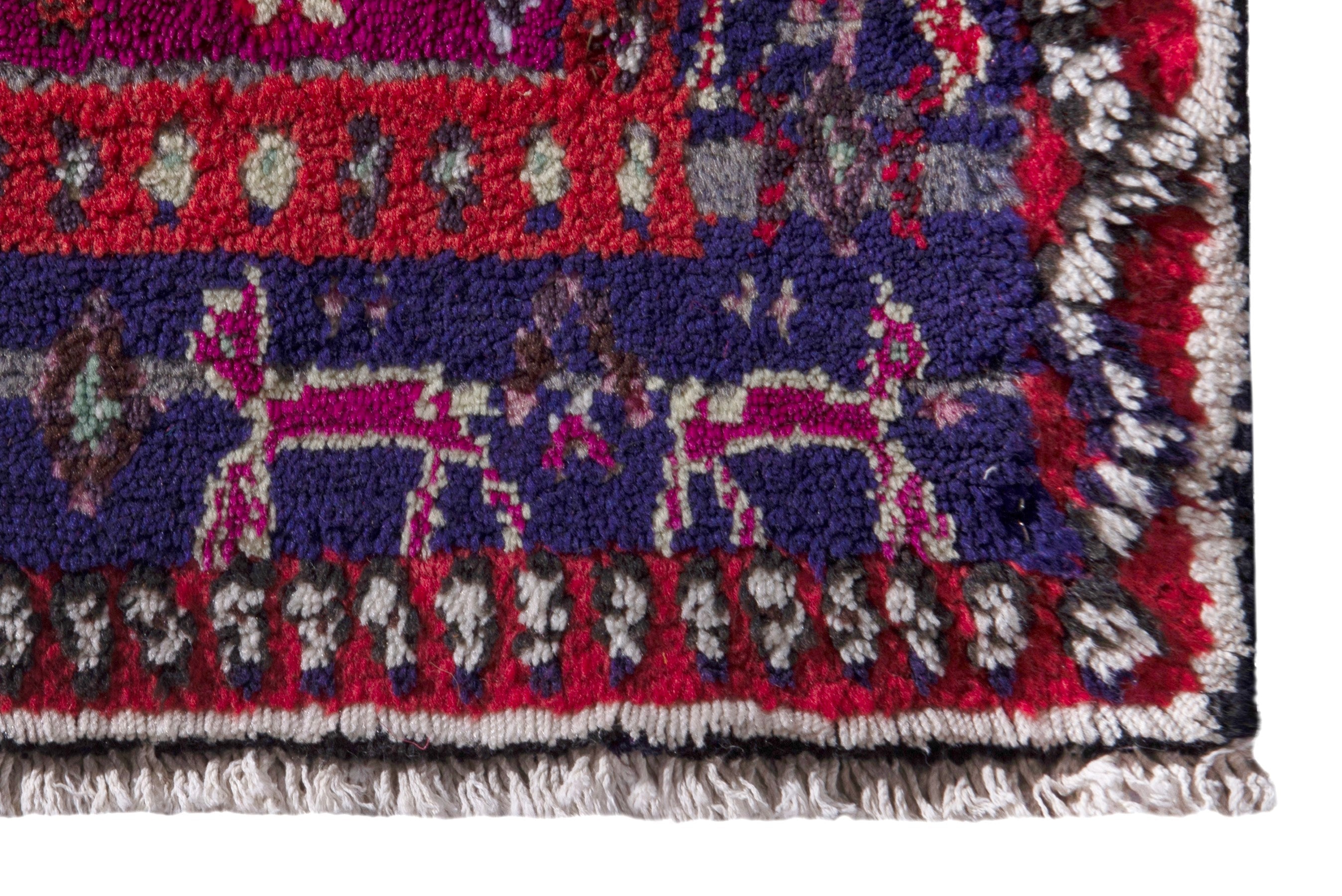 Persian Sirjan accent rug in magenta and burgundy, view 5 of 7
