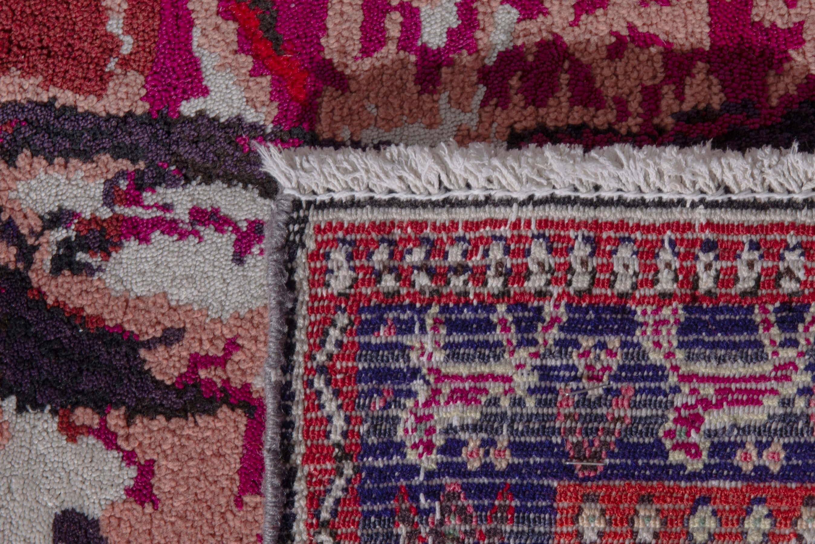 Persian Sirjan accent rug in magenta and burgundy, view 7 of 7
