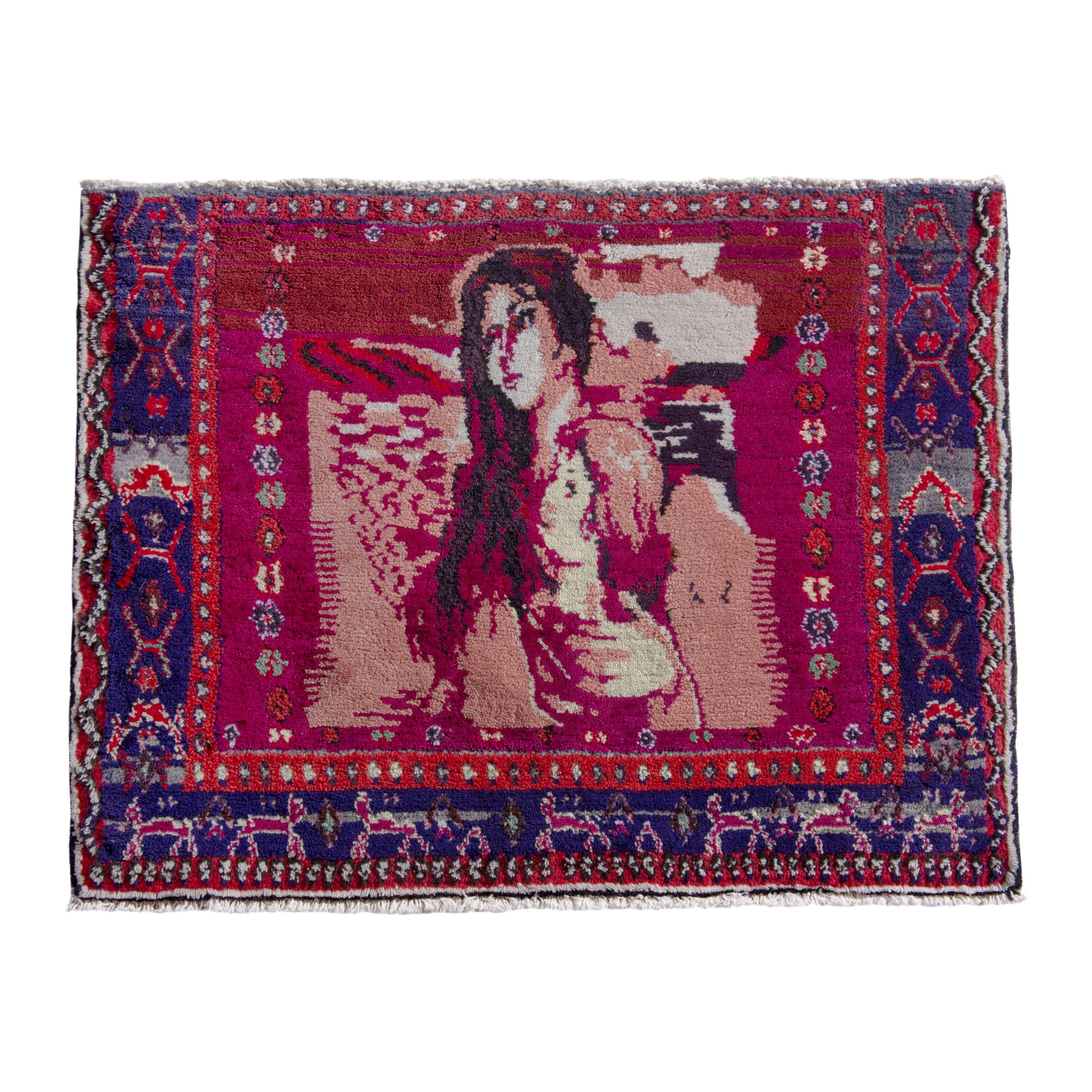 Persian Sirjan accent rug in magenta and burgundy, 2'4" x 2'