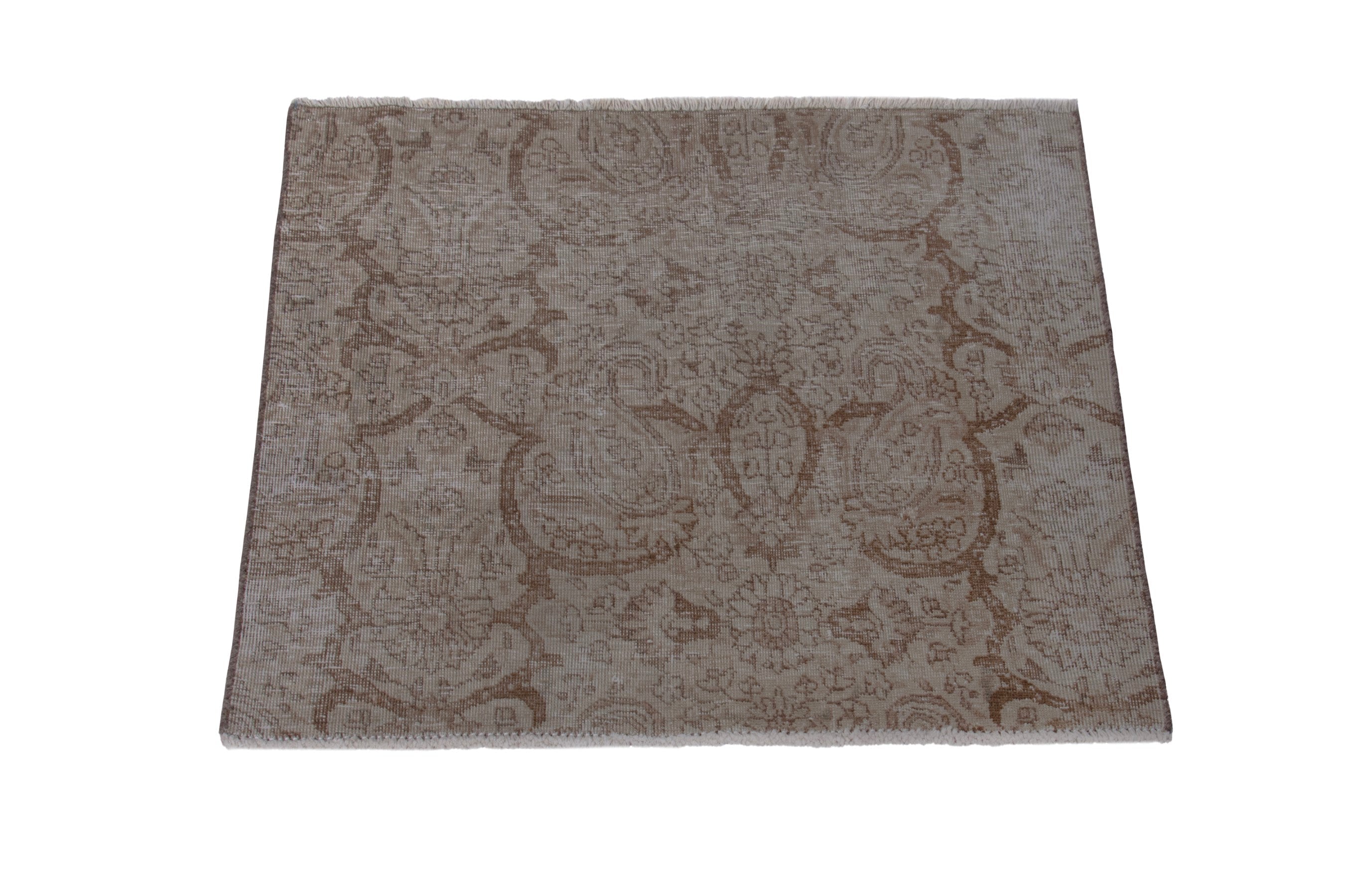 Persian Birjand accent rug in greige and tan, view 3 of 7