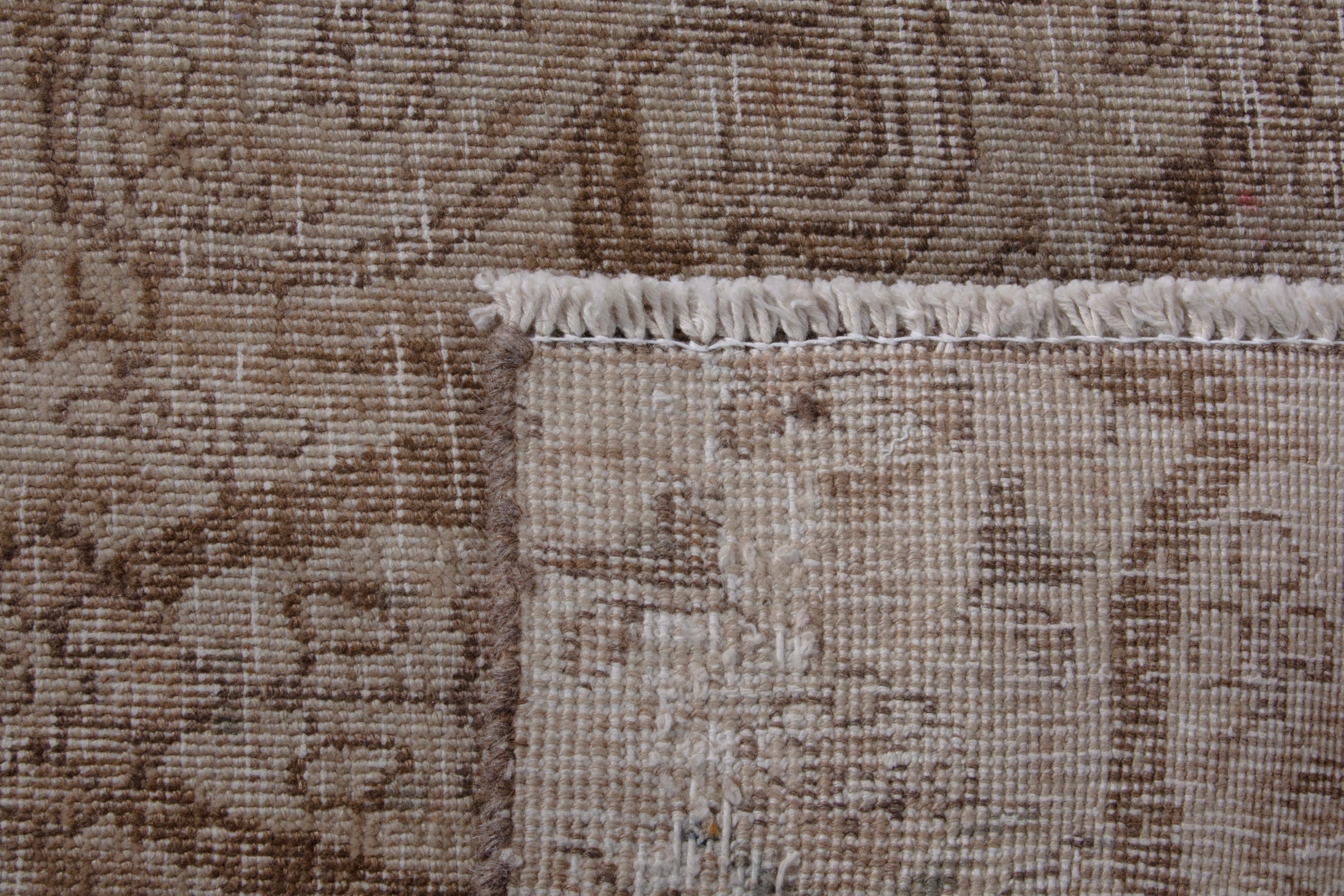 Persian Birjand accent rug in greige and tan, view 7 of 7