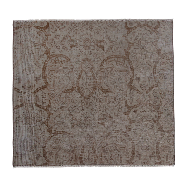 Persian Birjand accent rug in greige and tan, 3'3" x 2'9"