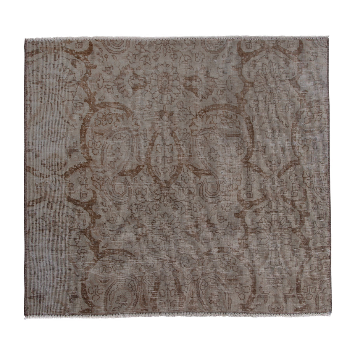 Persian Birjand accent rug in greige and tan, 3'3" x 2'9"