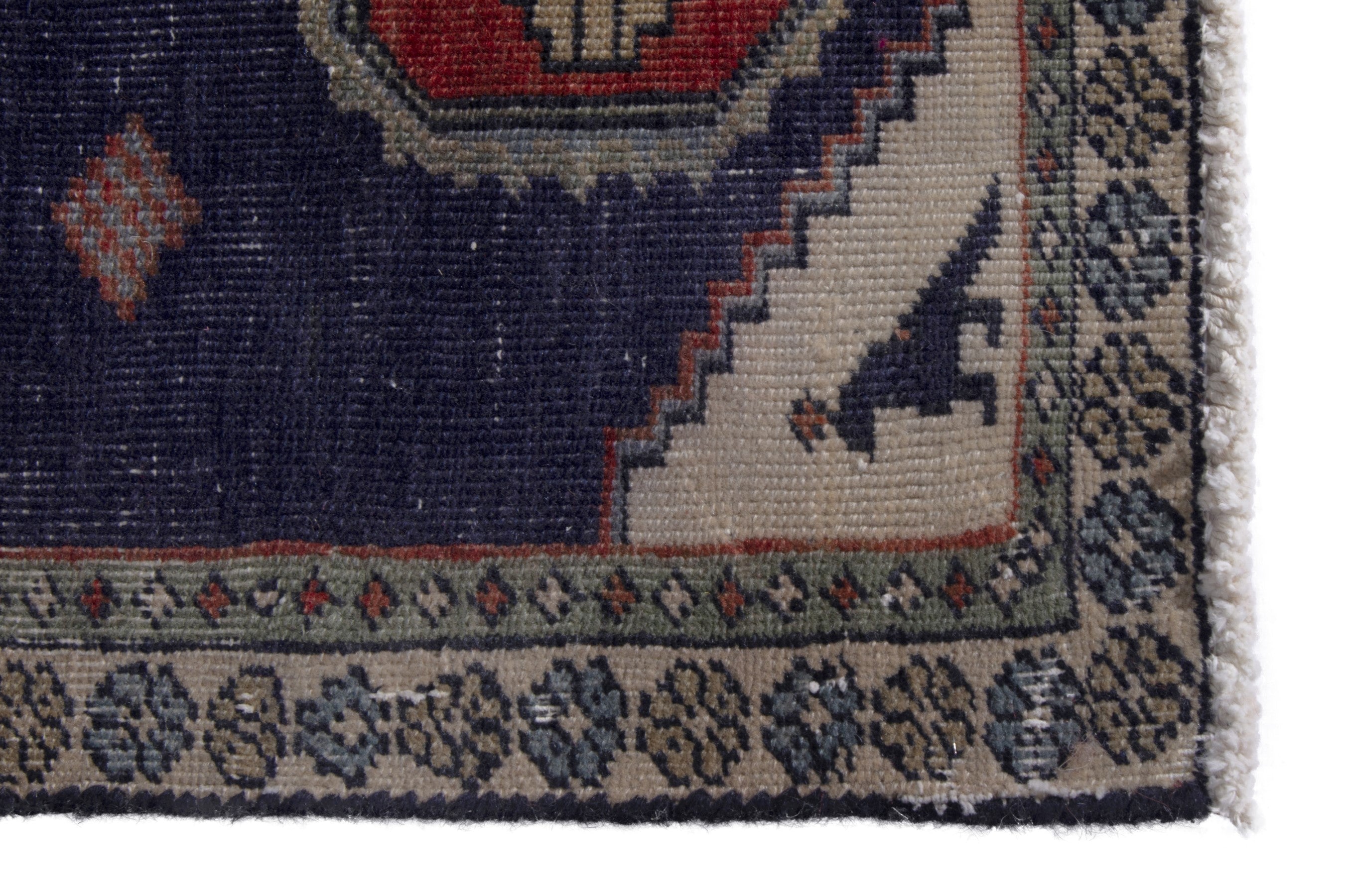 Persian Ardabil accent rug in navy and cream, view 4 of 7