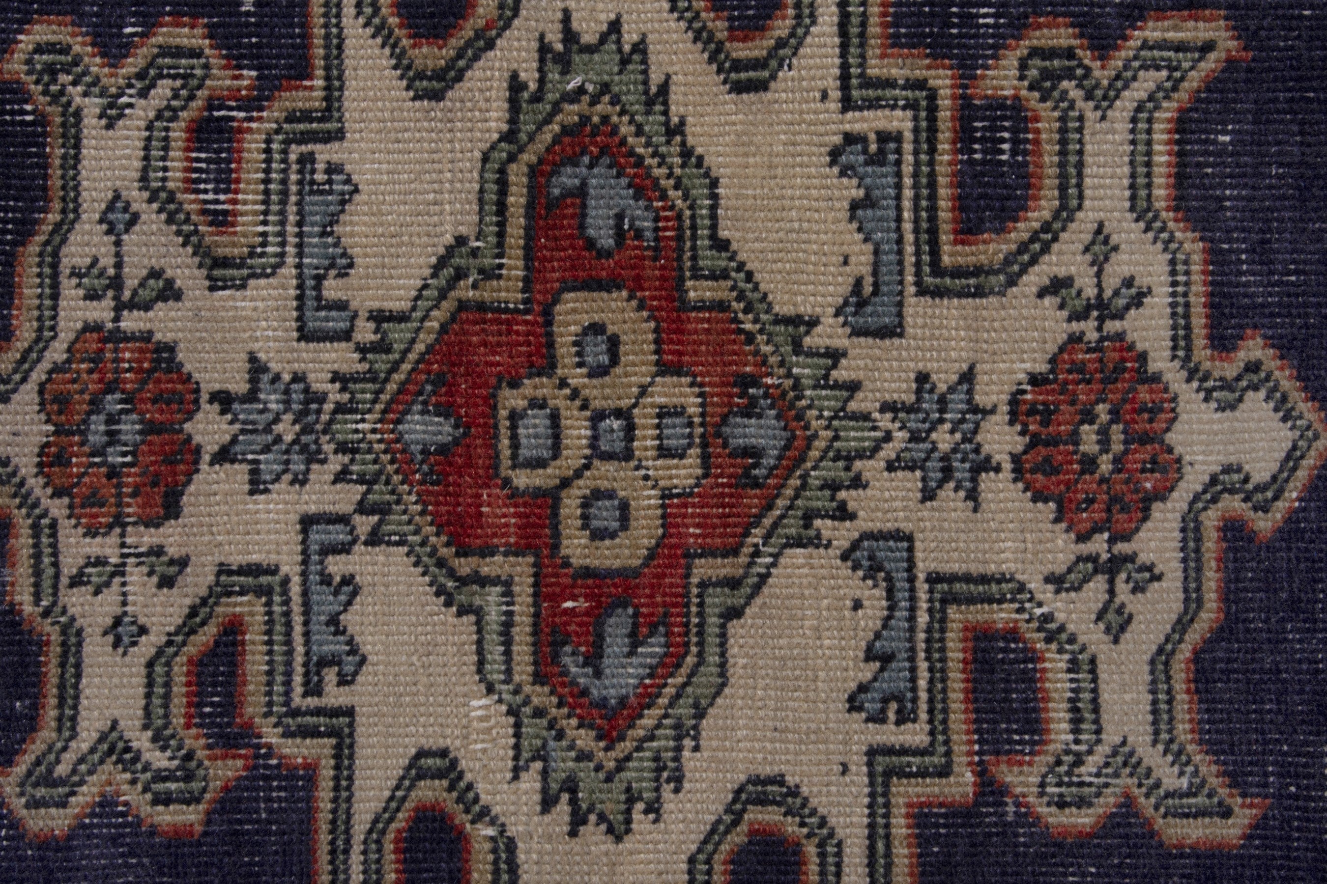 Persian Ardabil accent rug in navy and cream, view 5 of 7