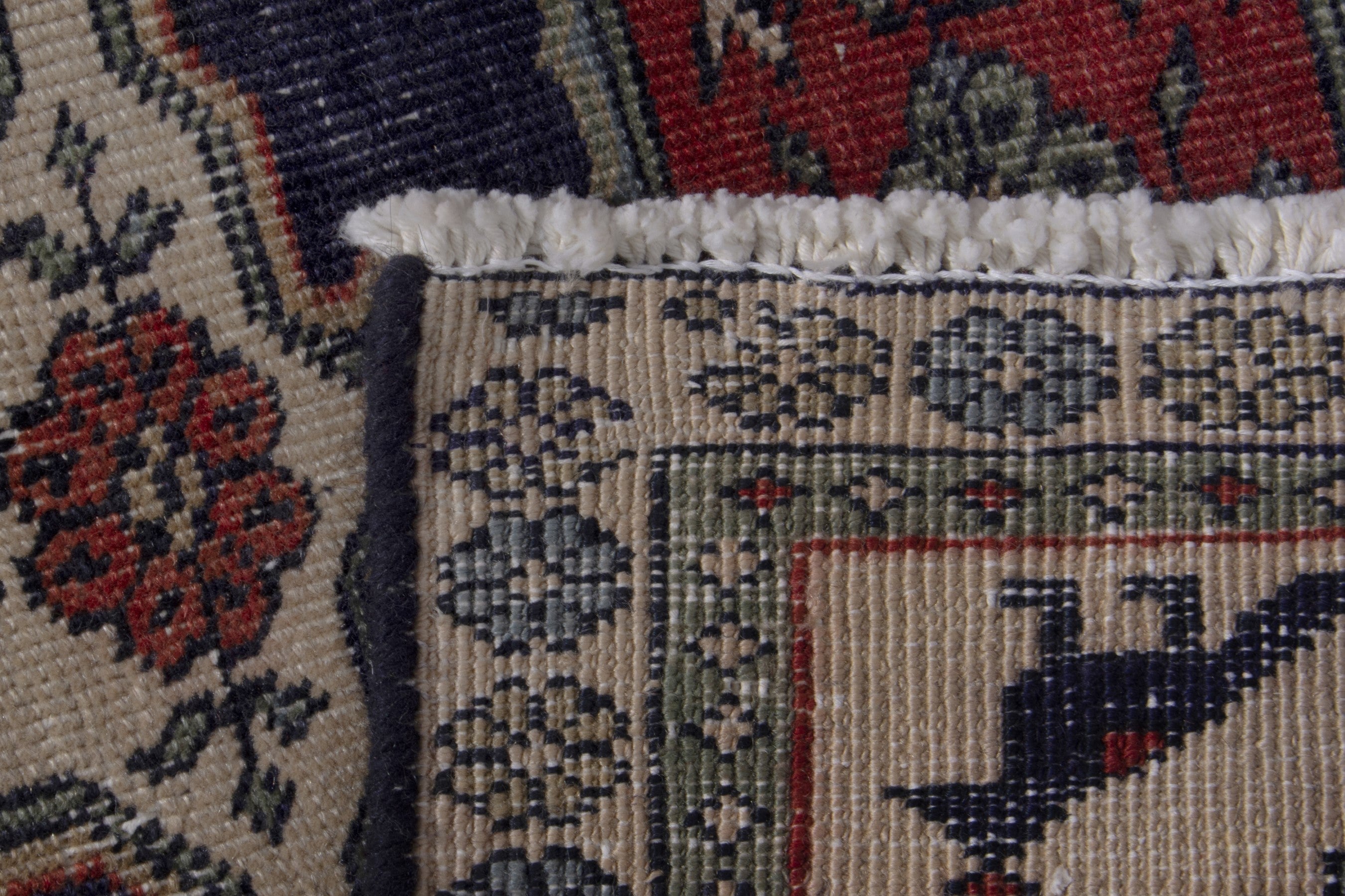 Persian Ardabil accent rug in navy and cream, view 7 of 7