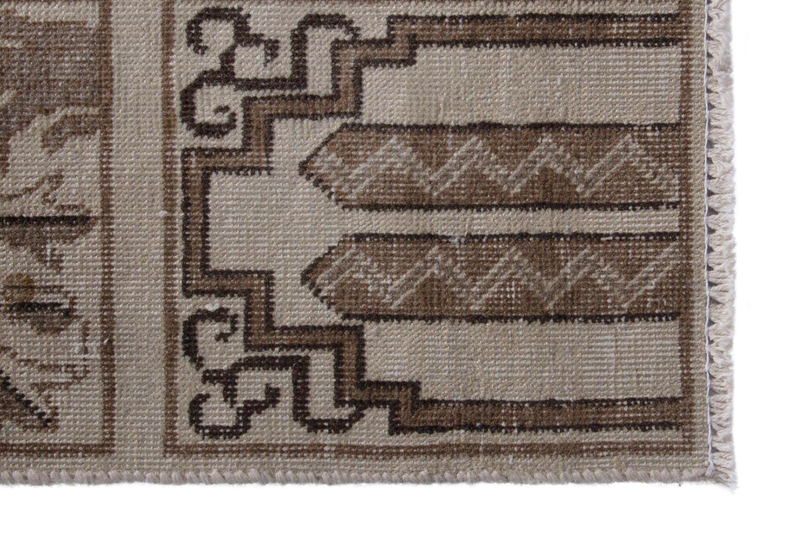 Persian Tabriz accent rug in cream and brown, view 4 of 7