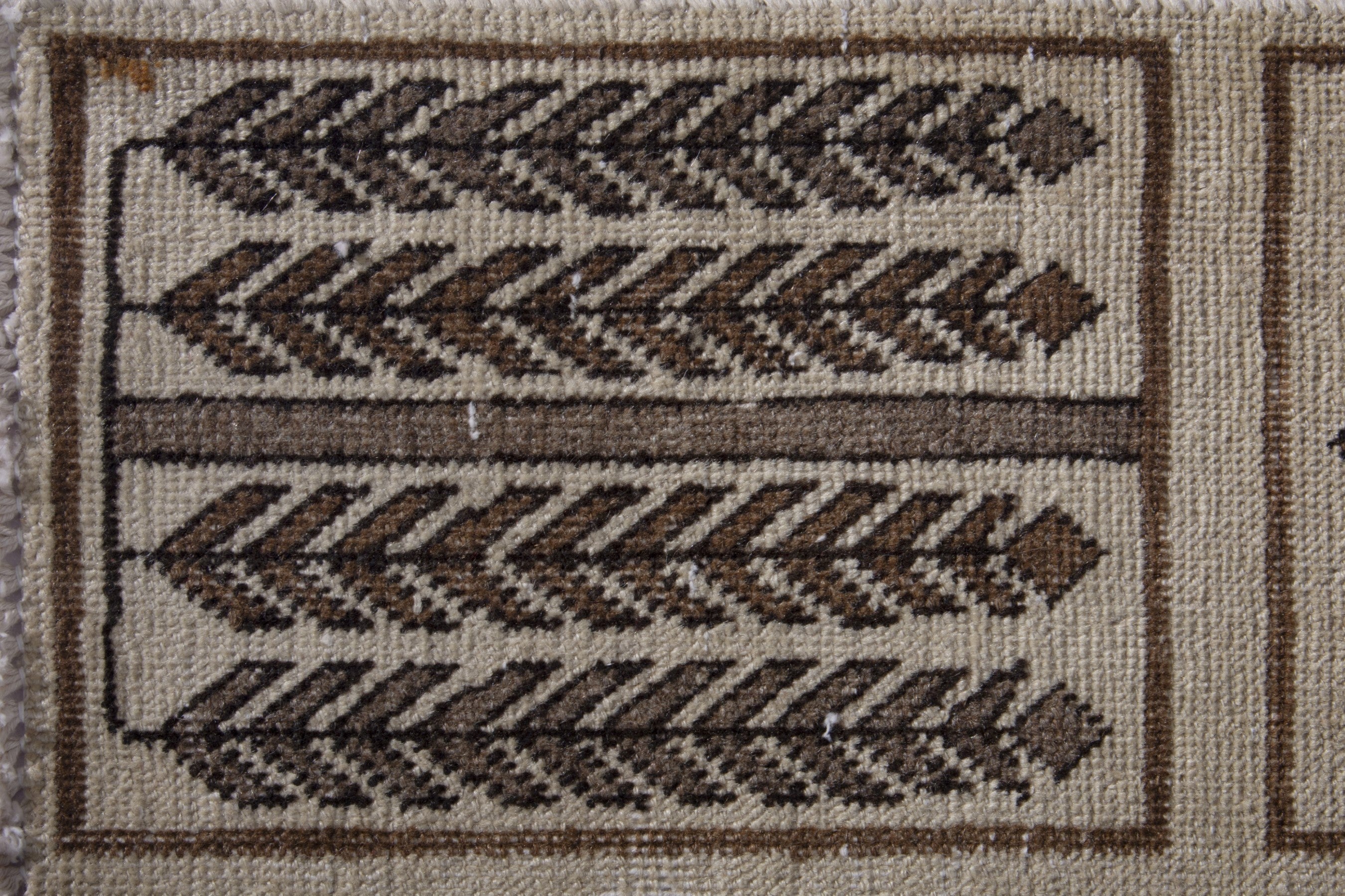 Persian Tabriz accent rug in cream and brown, view 6 of 7