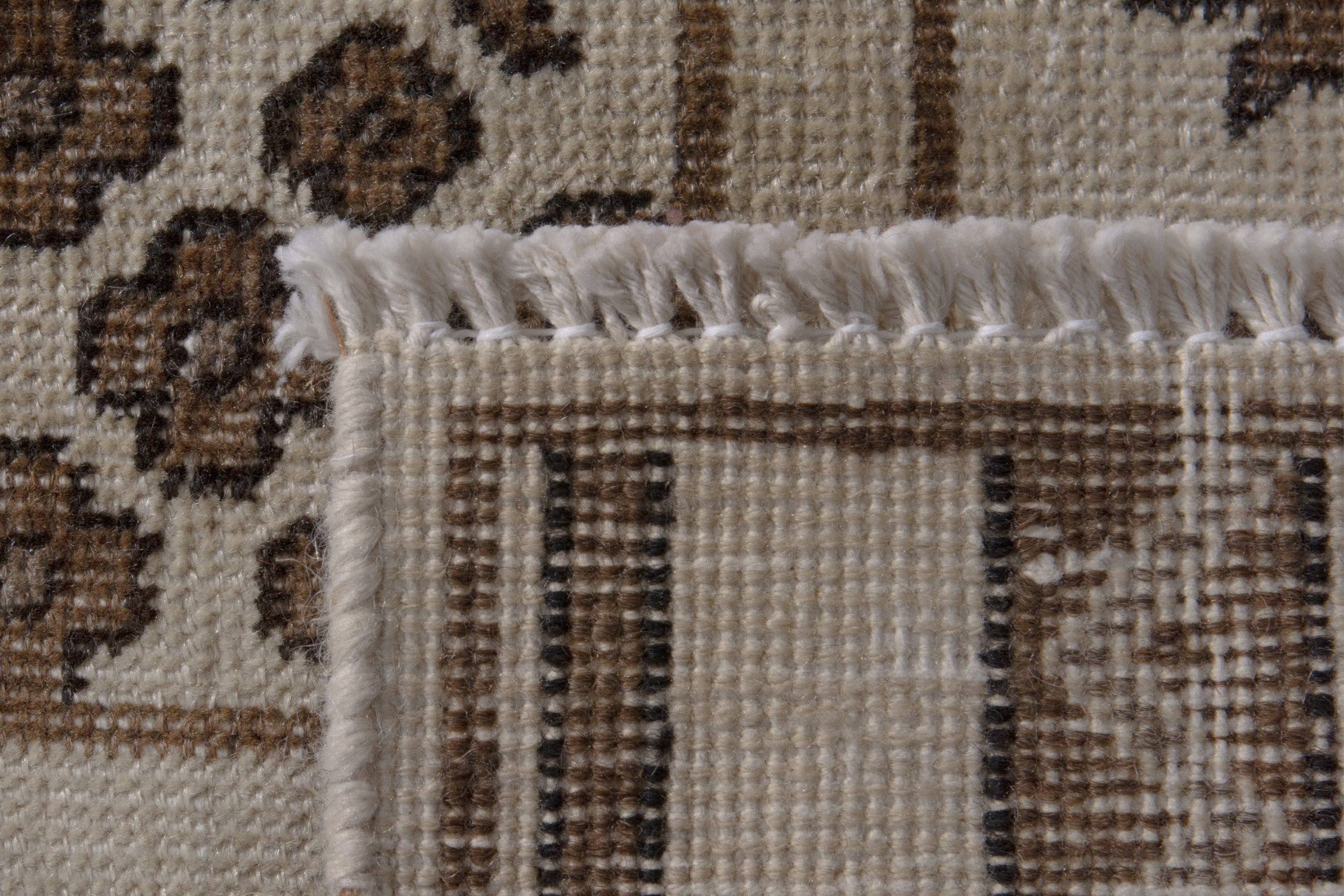 Persian Tabriz accent rug in cream and brown, view 7 of 7