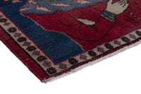 Persian Shahreza accent rug in navy and deep red, view 6 of 10