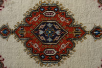 Persian Tabriz accent rug in ivory and rust, view 7 of 9